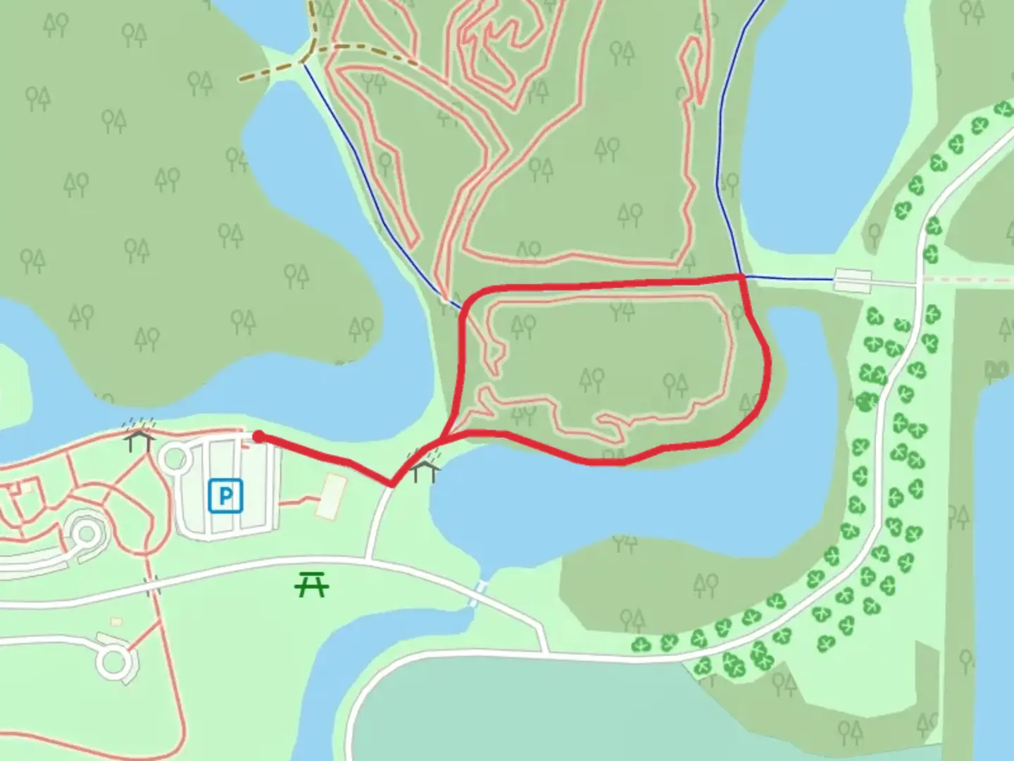 An image depicting the trail Markham Park Short Loop and its surrounding area.