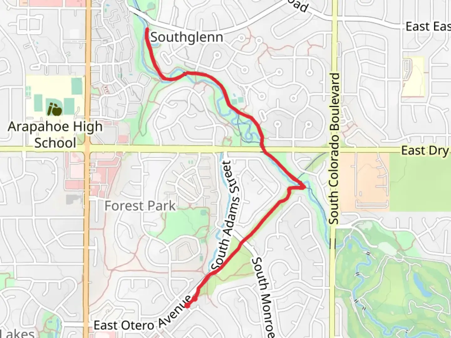 An image depicting the trail Big dry Creek Trail and its surrounding area.