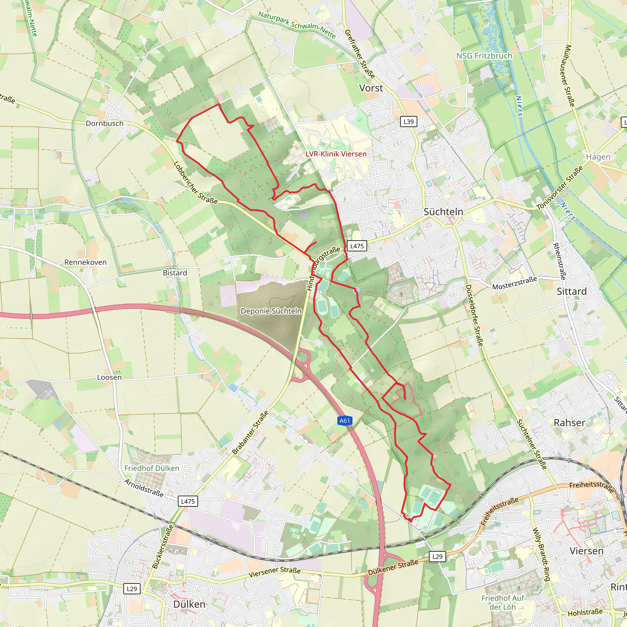 Spickelberg and Fackelsteinberg via Irmgardispfad and Rhein Maas Weg mobile static map