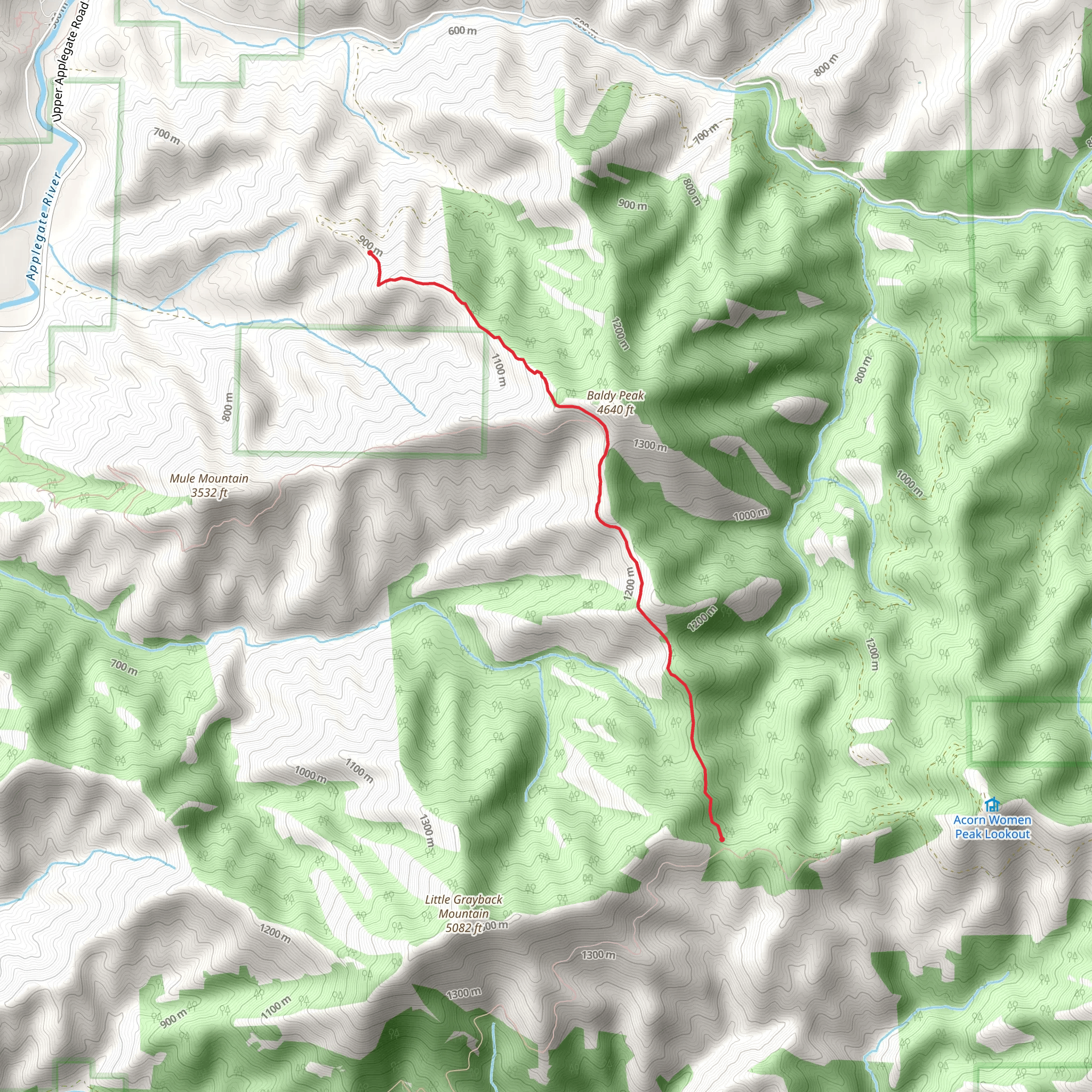 Little Grayback Ridge via Charlie Buck-Baldy Peak Trail mobile static map