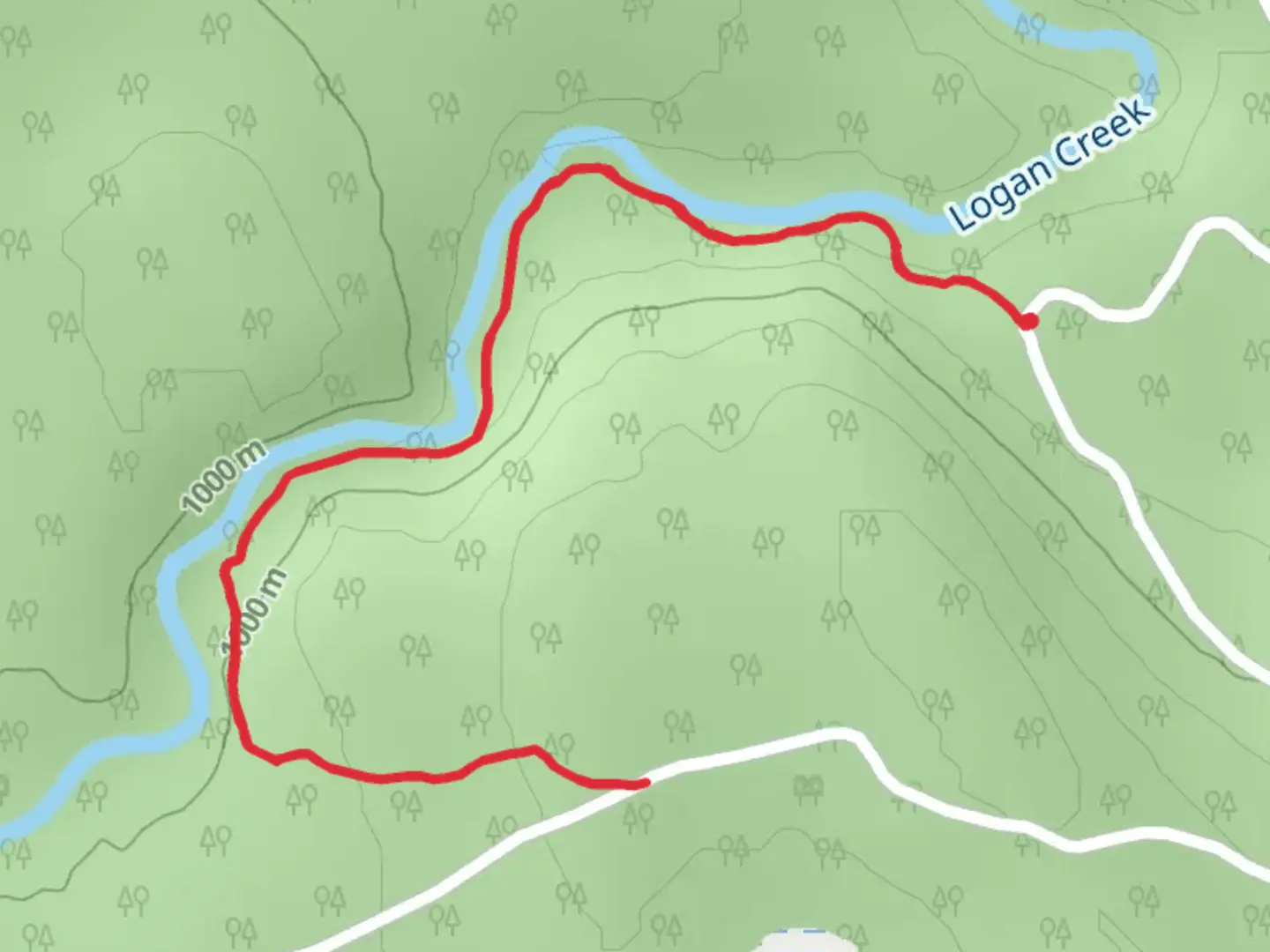 An image depicting the trail Logan Creek Trail and its surrounding area.