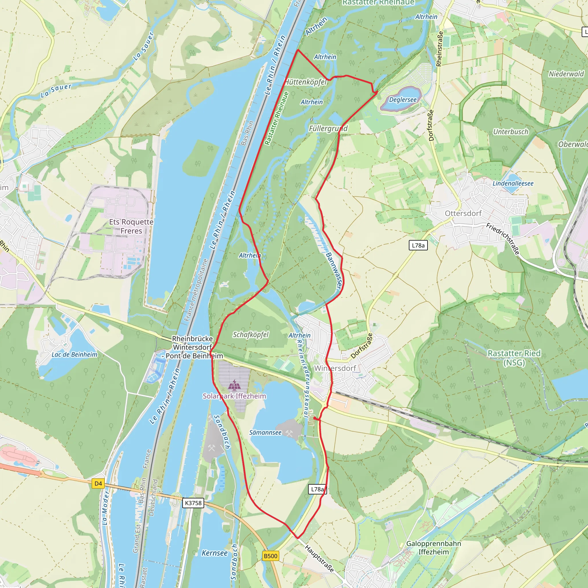 Sämannsee and Rastatter Rheinaue Loop mobile static map