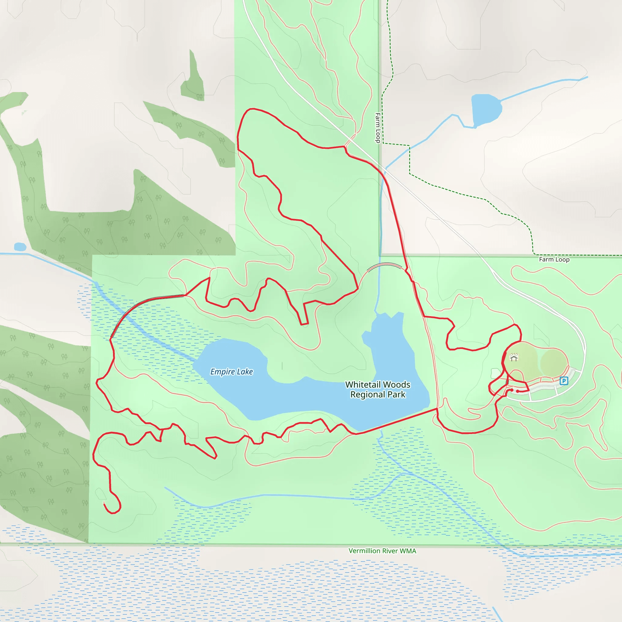 Empire Lake and Whitetail Woods Regional Park Loop mobile static map