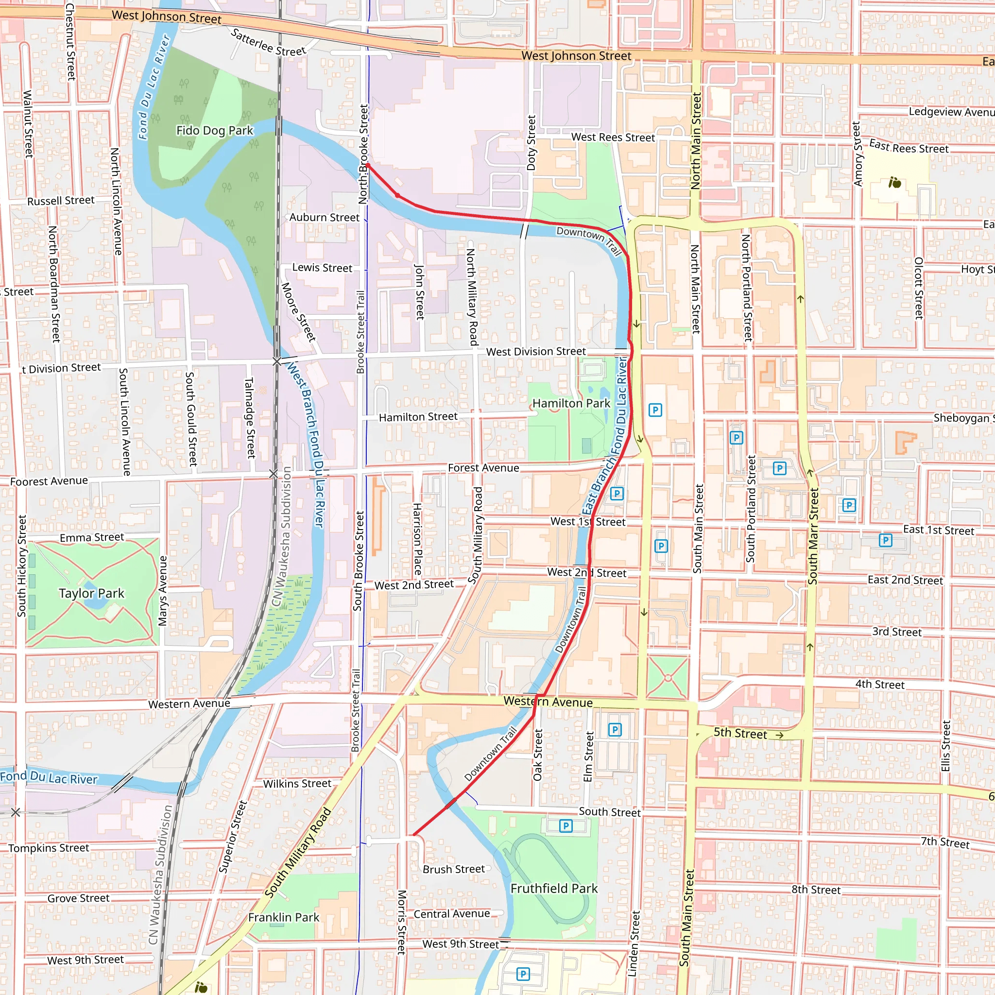 Downtown Trail mobile static map