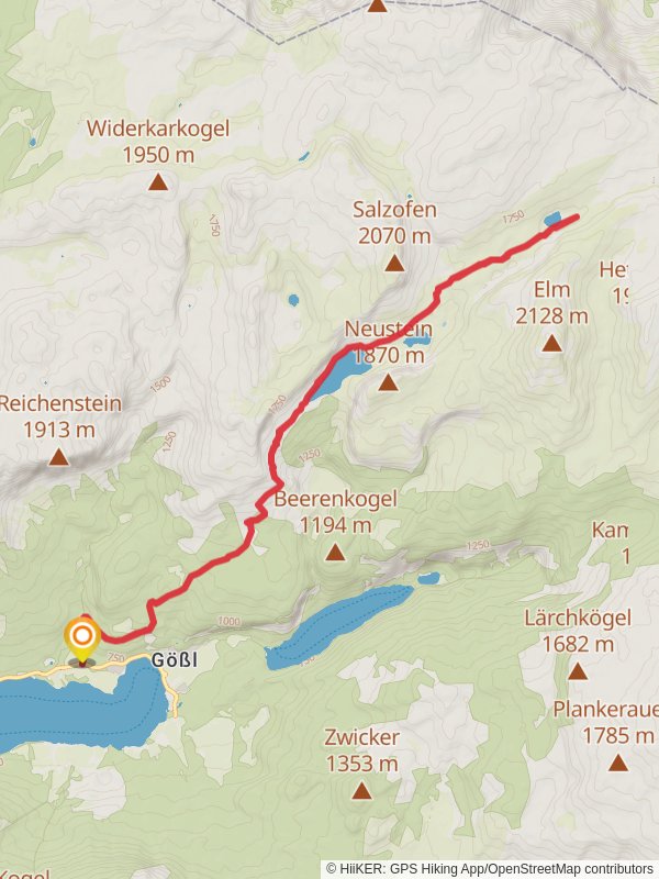 Lahngang Lakes and Pühringer Hut from Lake Grundlsee mobile static map