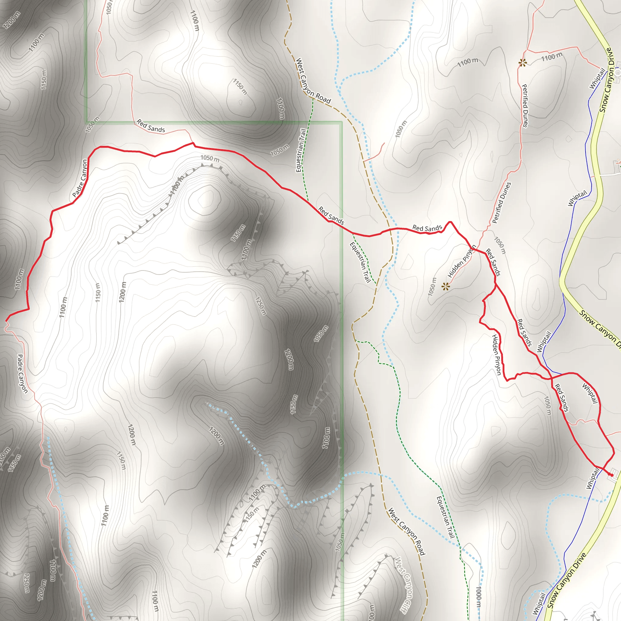 Red Sands Trail and Padre Canyon Trail mobile static map