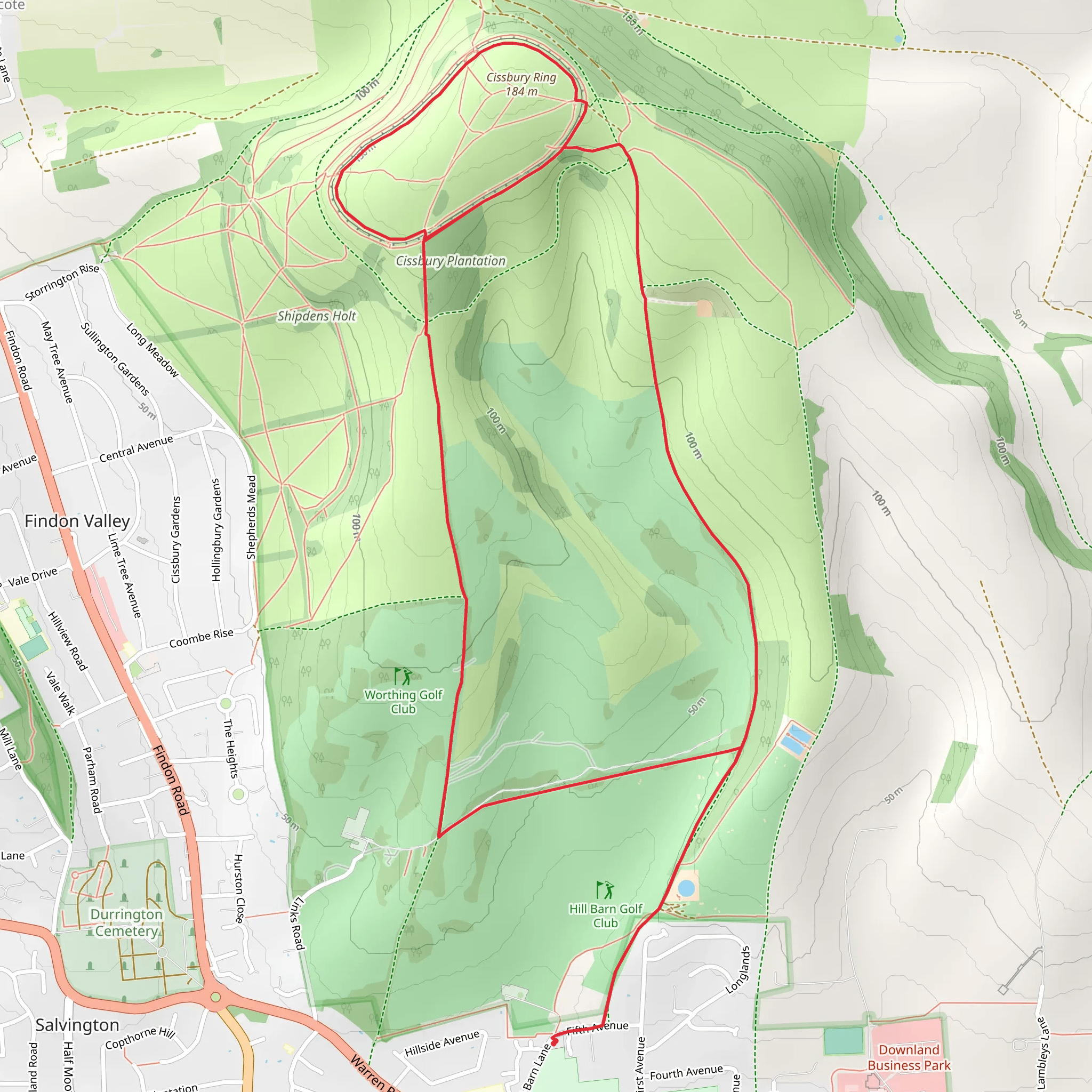Cissbury Ring and Cissbury Plantation mobile static map