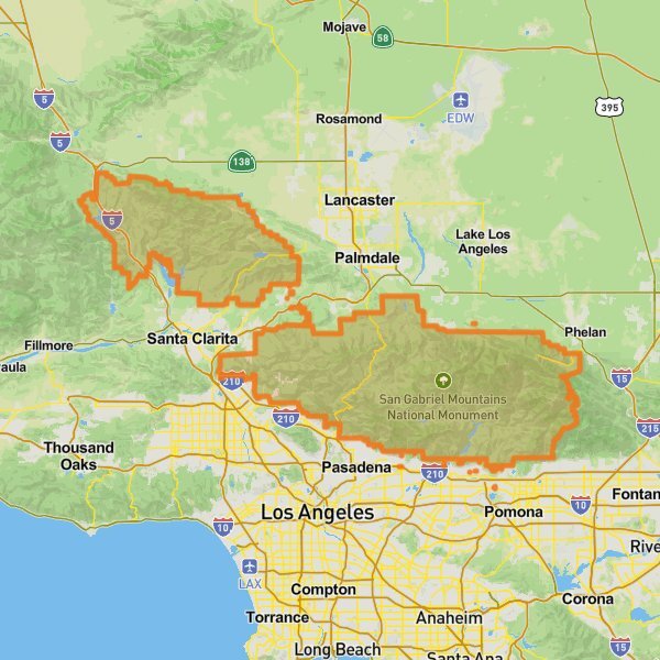 Angeles National Forest mobile static map