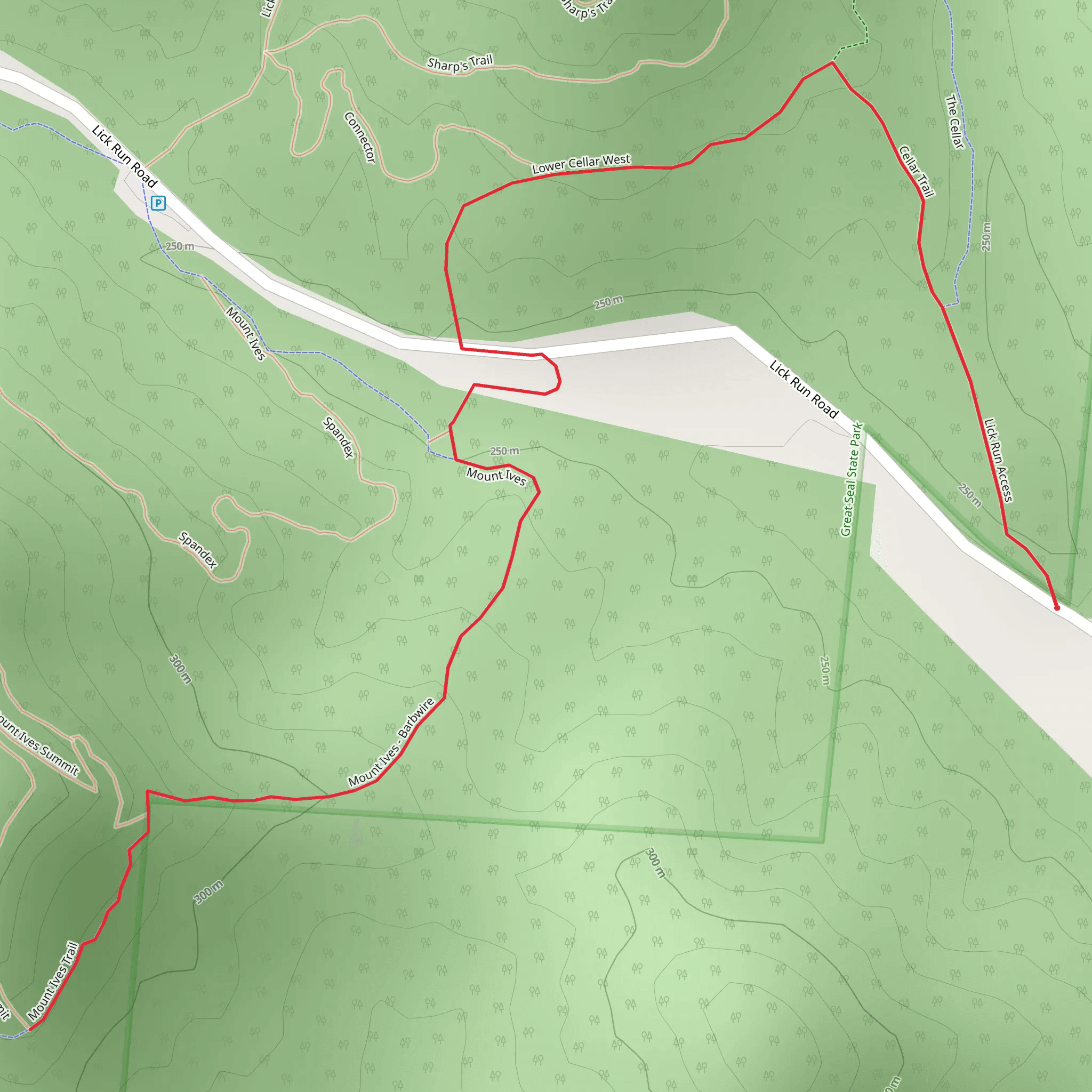 Barbwire, Lower Cellar West and Lick Run Access mobile static map