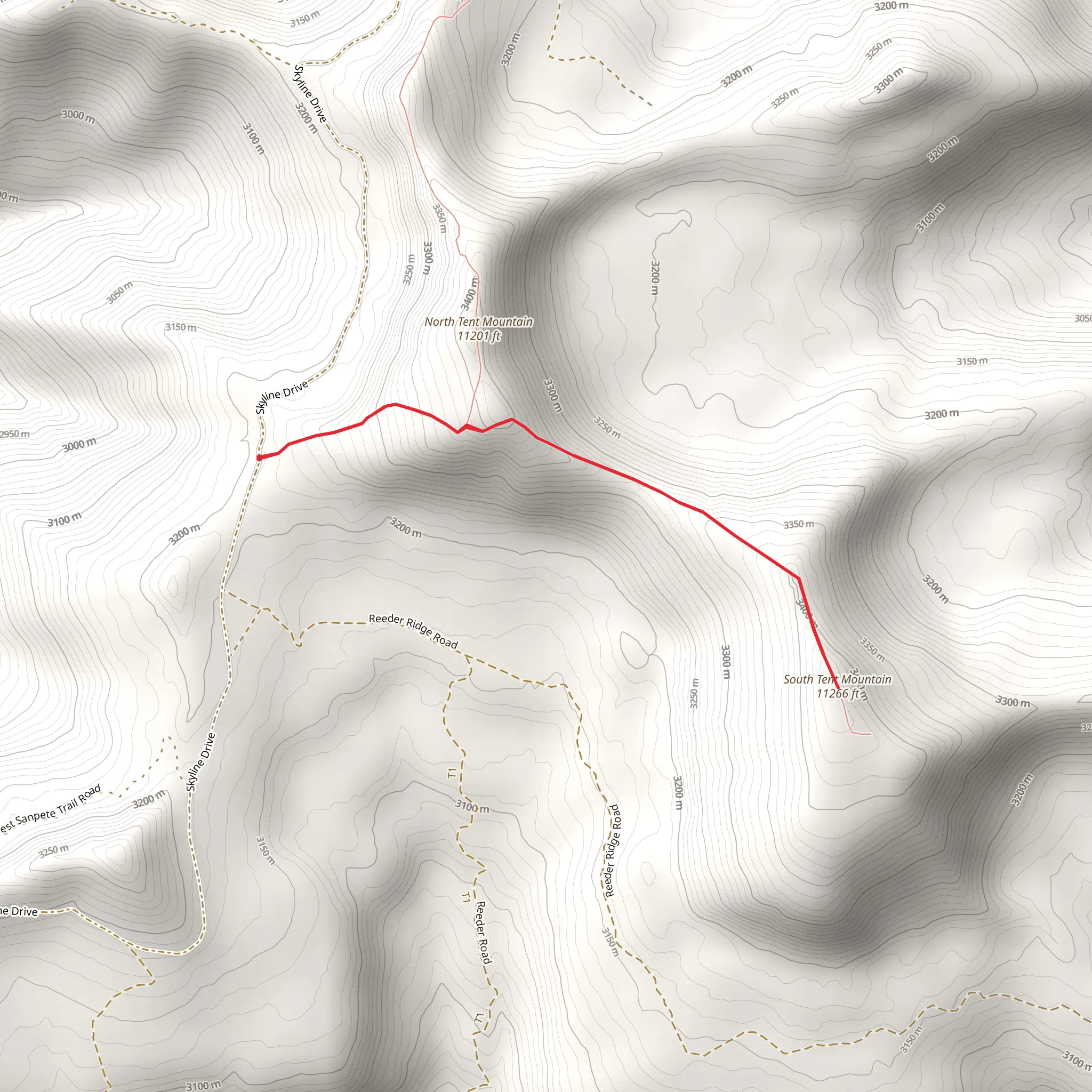 North Tent Mountain and South Tent Mountain mobile static map