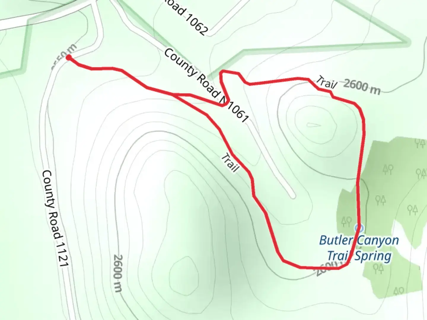 An image depicting the trail Butler Canyon Loop and its surrounding area.