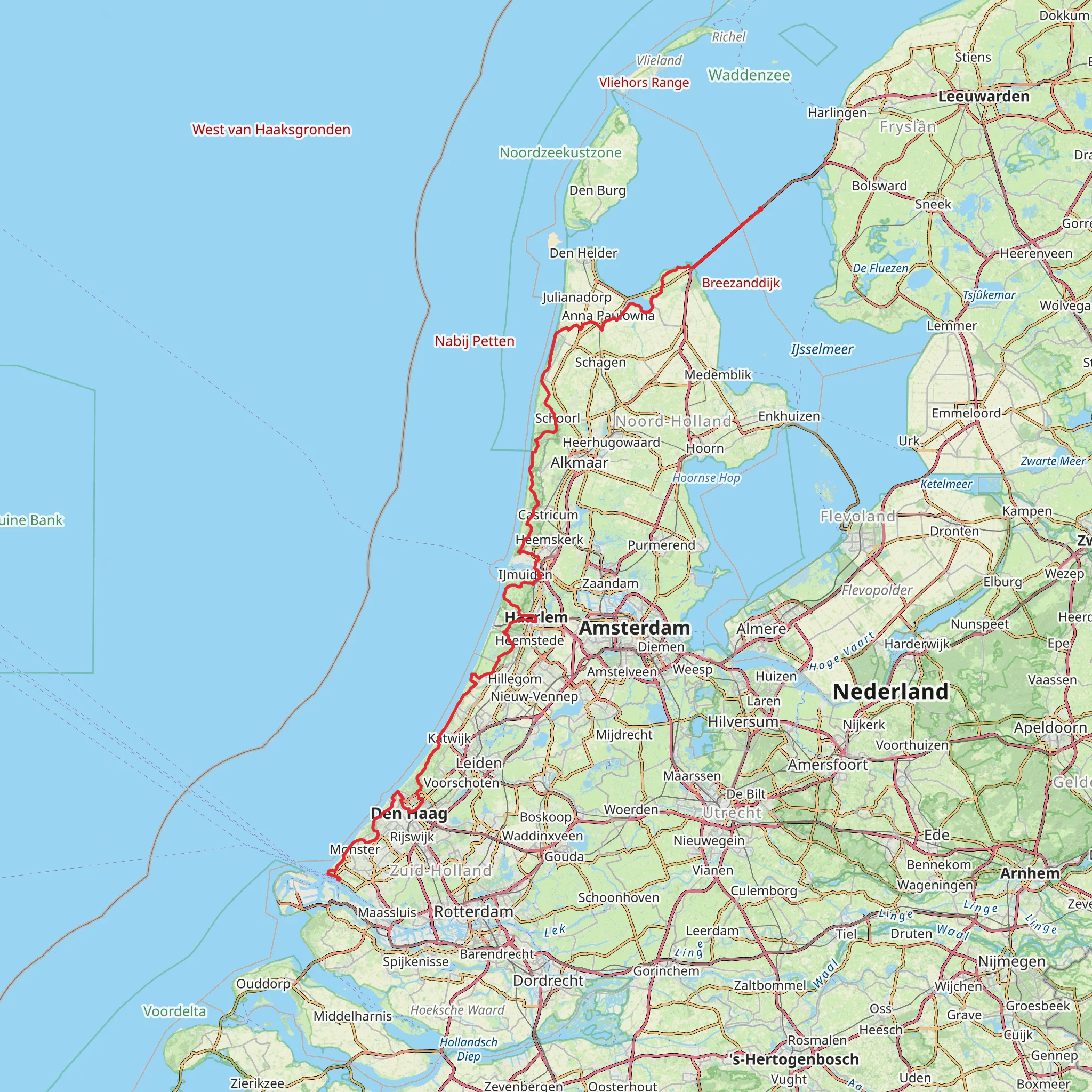 Nederlands Kustpad 2 - Hoek van Holland Haven to Breezanddijk mobile static map