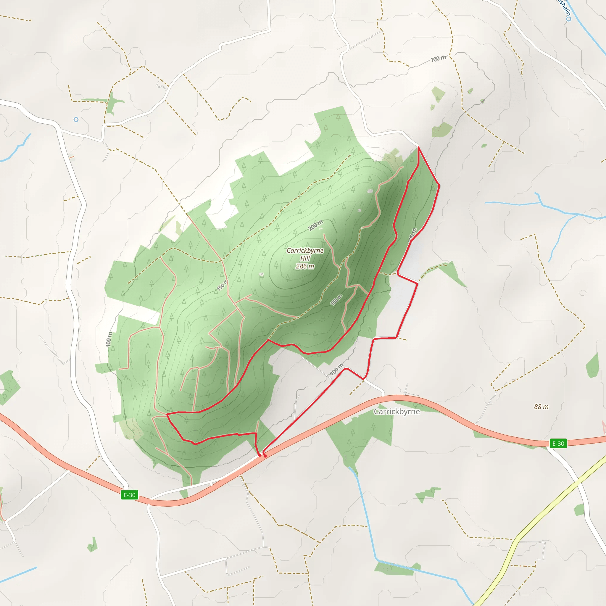 Carrickbyrne Hill - Blue Loop mobile static map