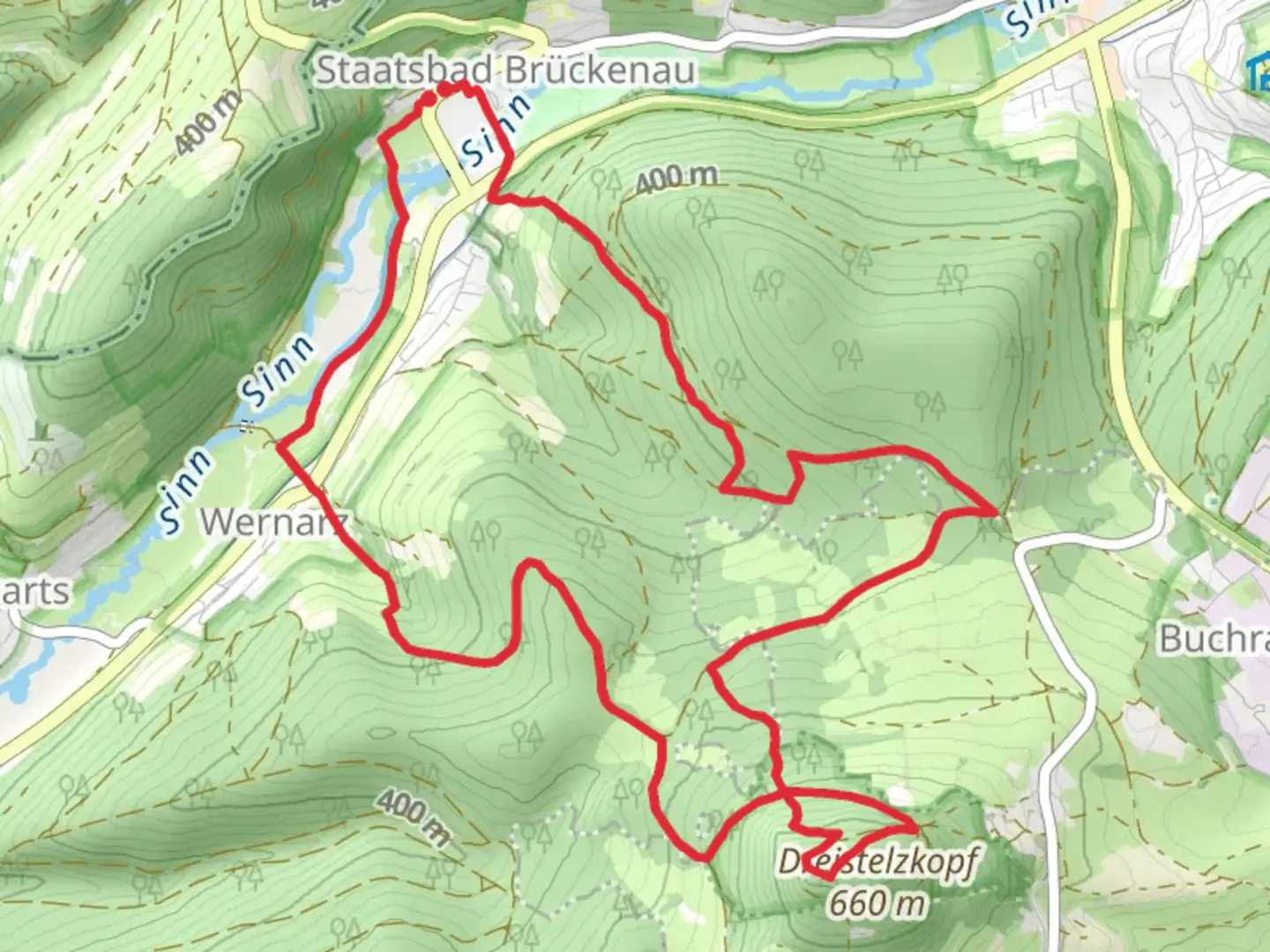 An image depicting the trail Rhon Rundweg Sinntal Loop and its surrounding area.
