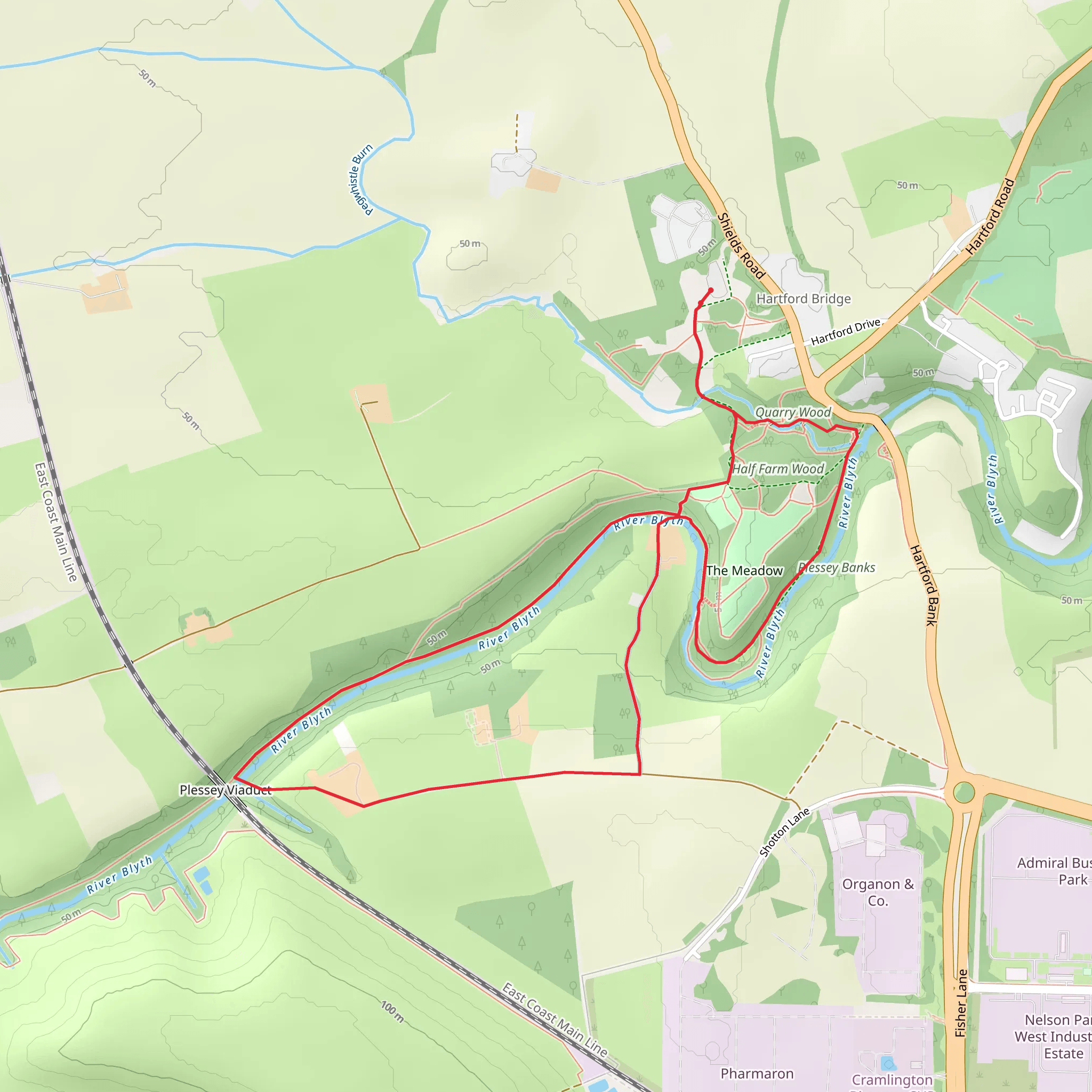 Plessey Woods Country Park mobile static map
