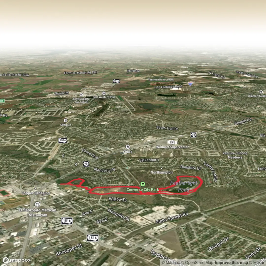 An image depicting the trail Featherlight Pond - Converse Loop and its surrounding area.