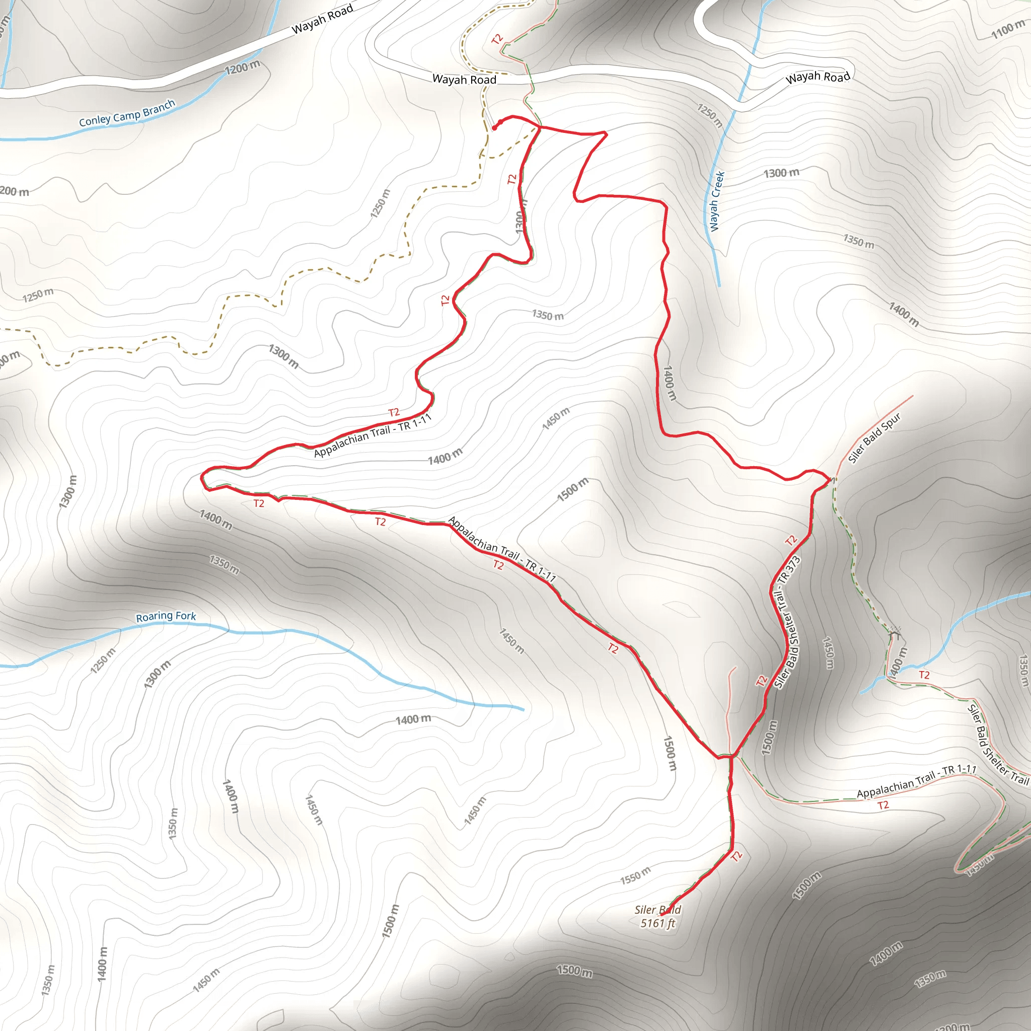 Siler Bald via Slier Bald Shelter Trail and Appalachian Trail mobile static map