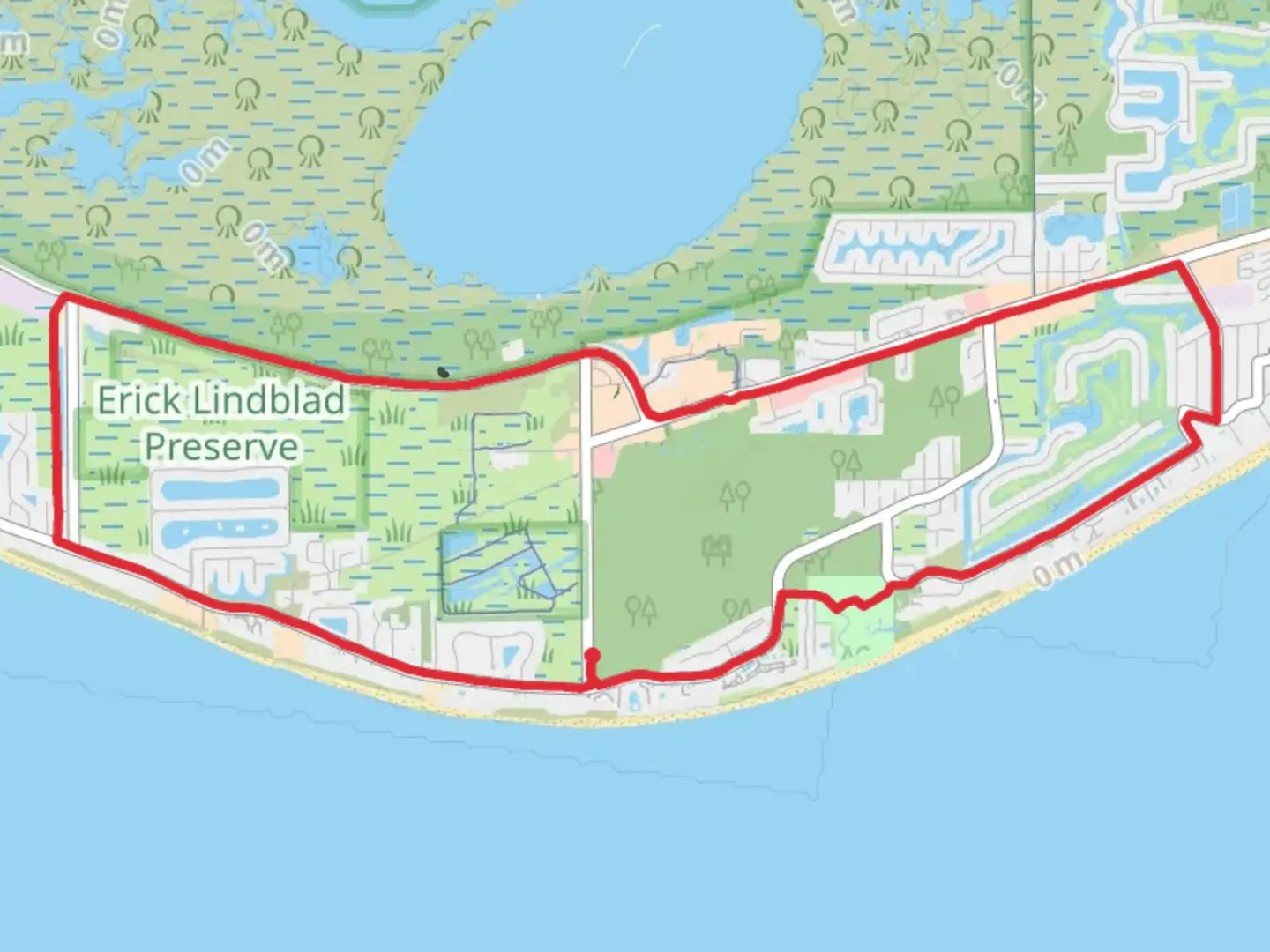 An image depicting the trail Erick Lindblad Preserve Loop and its surrounding area.