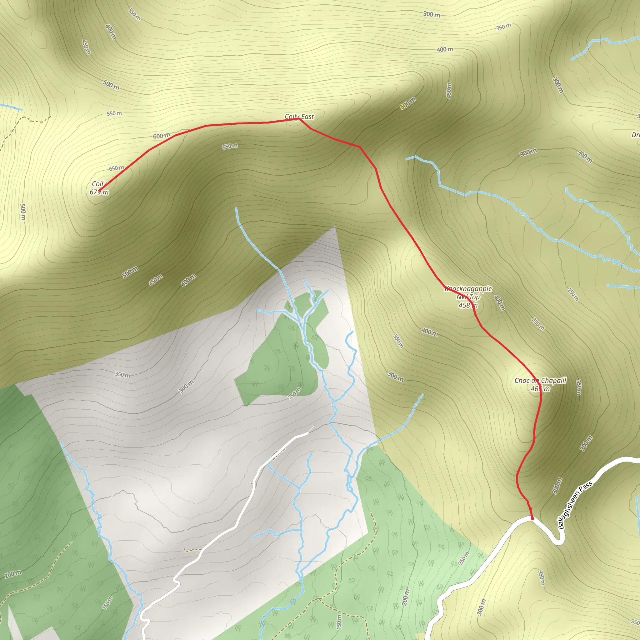 Colly Top Walk from Ballaghisheen Pass mobile static map