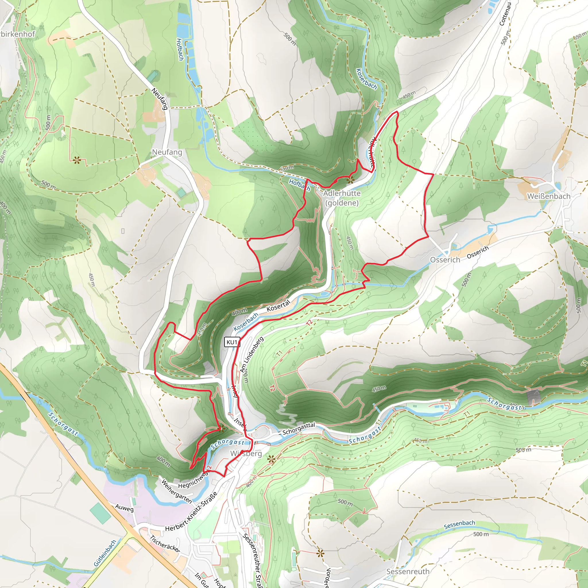 Frankenwald Steigla Goldener Falk Weg mobile static map