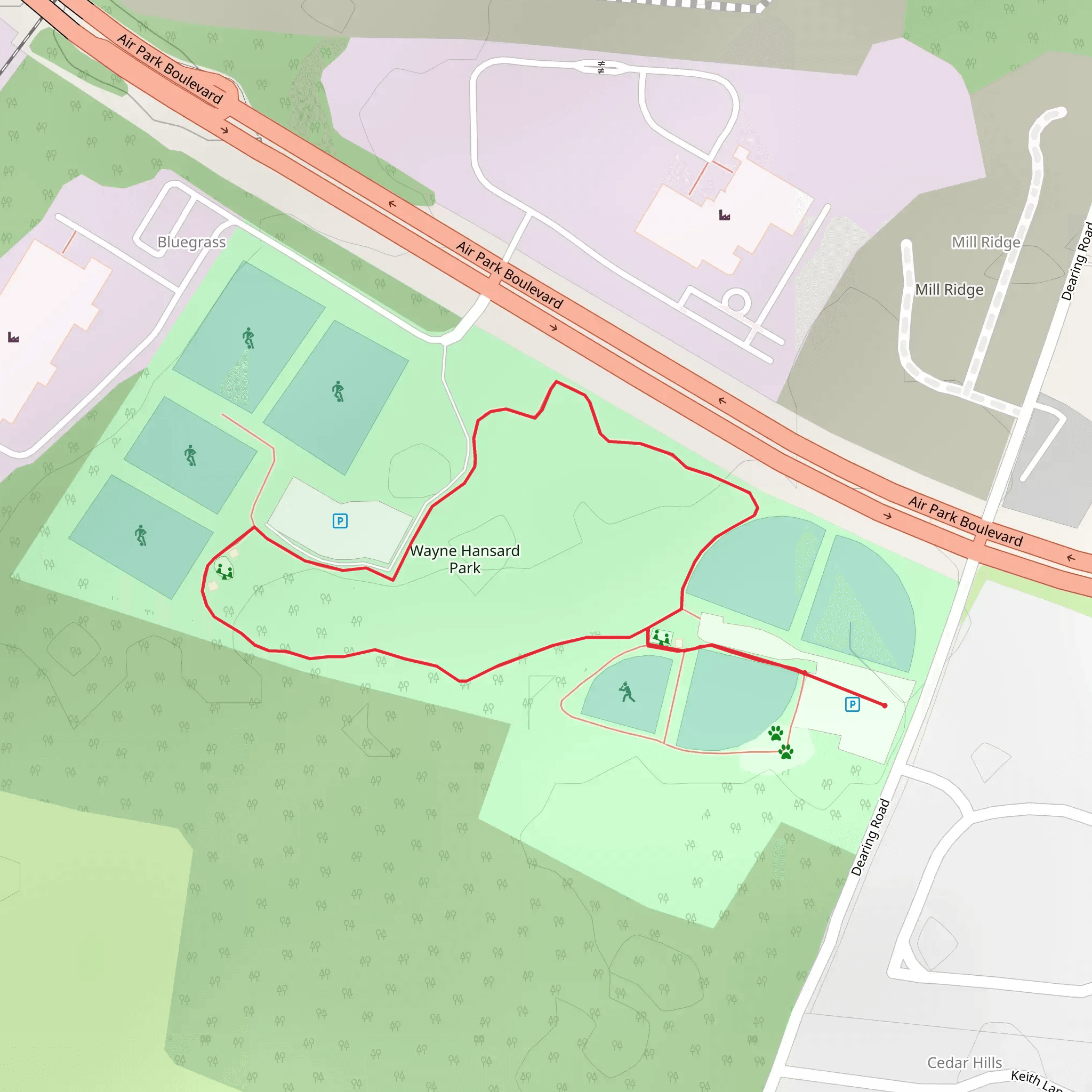 Wayne Hansard Park Loop mobile static map