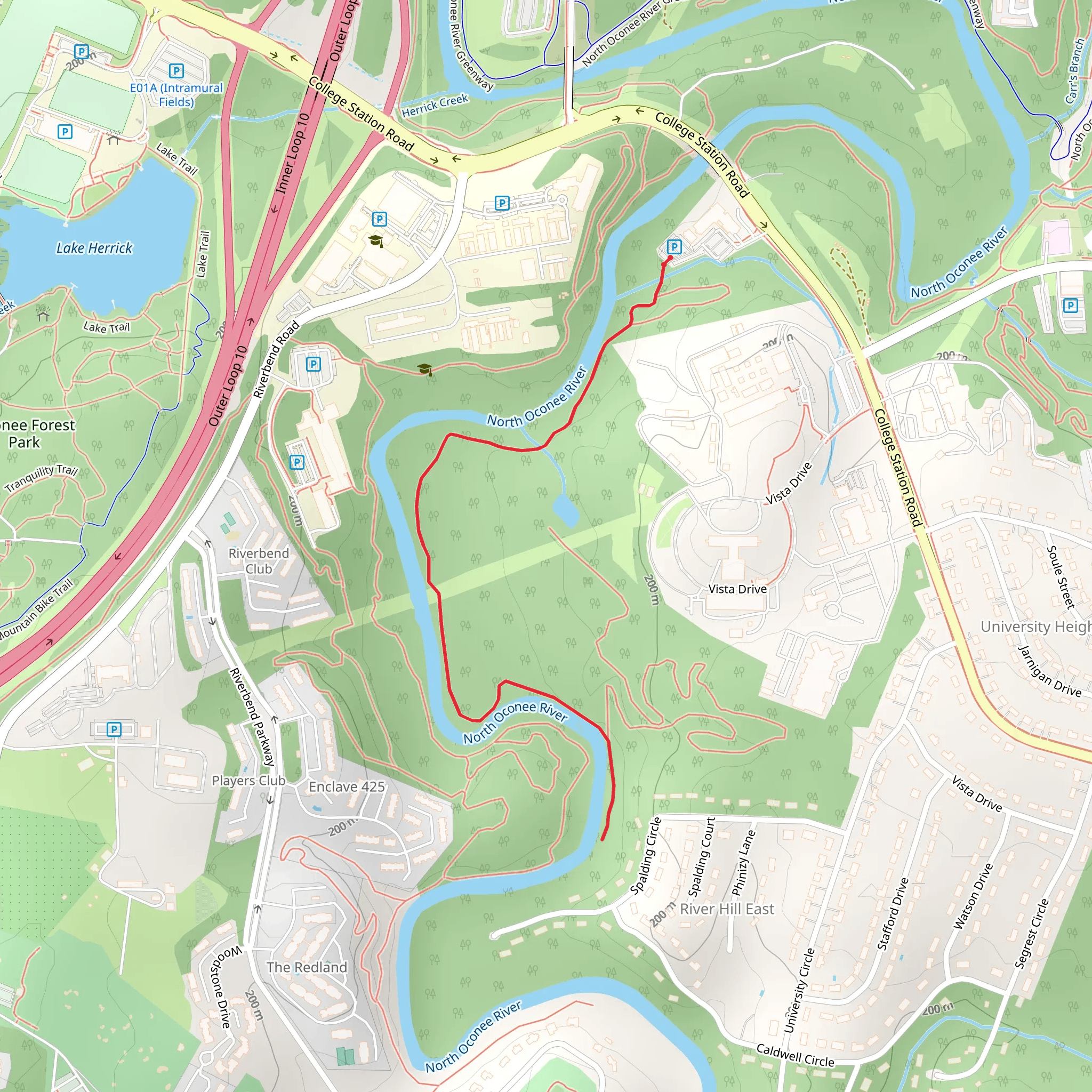 North Oconee River Shore Walk from College Station Road mobile static map