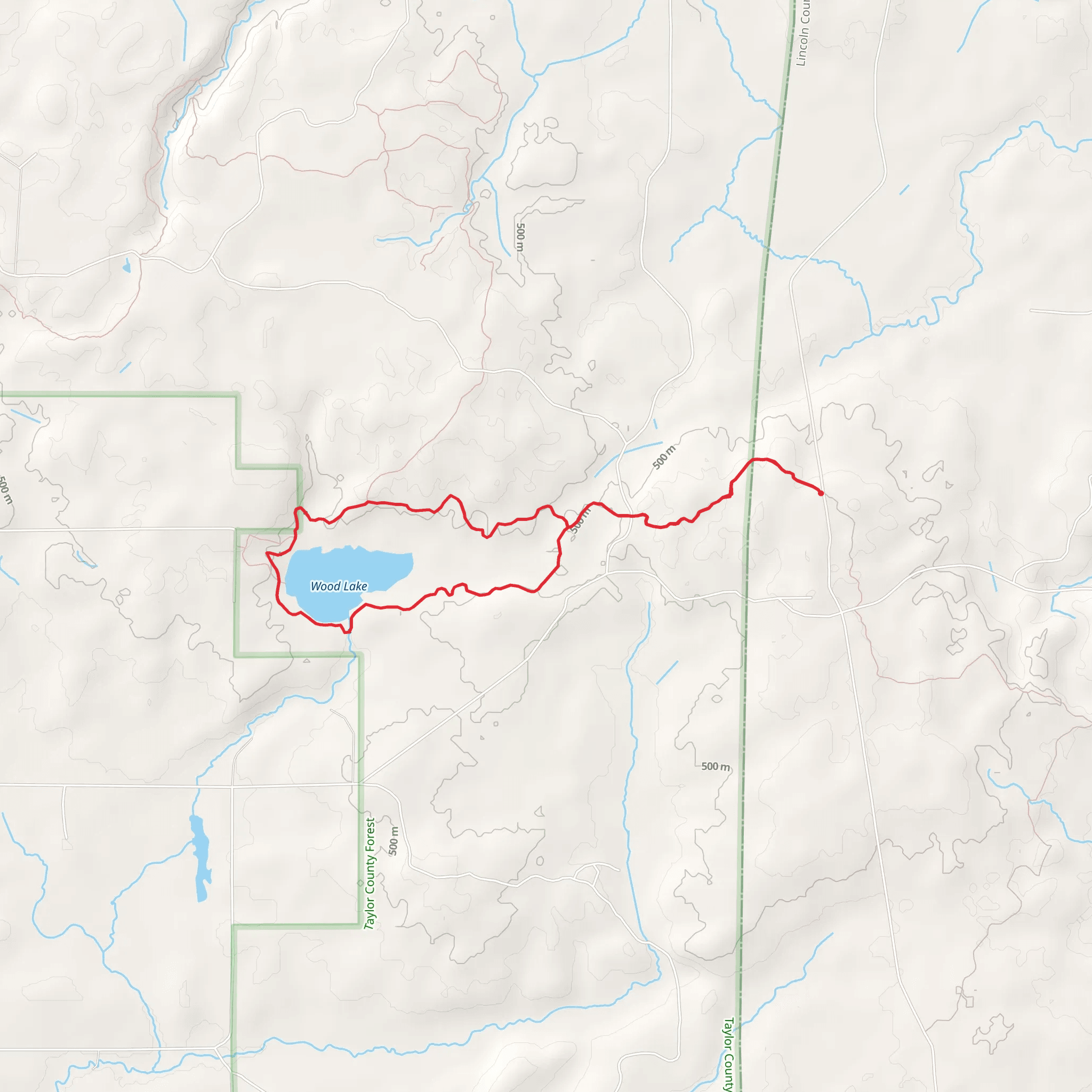 Ice Age Trail and Wood Lake Loop mobile static map