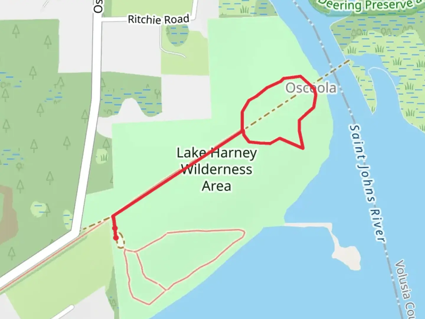 An image depicting the trail Lake Harney Wilderness Area Loop and its surrounding area.