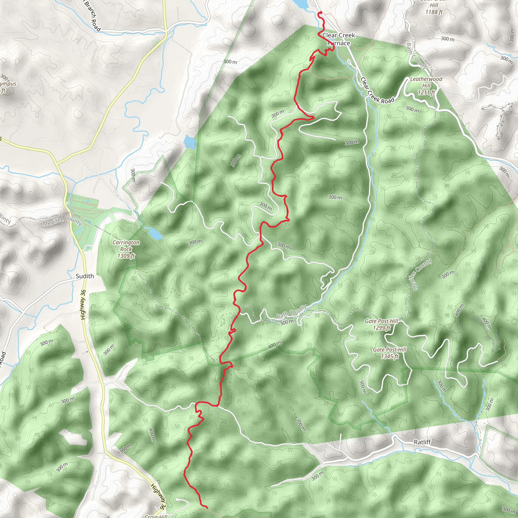 Sheltowee Trace NRT from Cedar Creek Road mobile static map