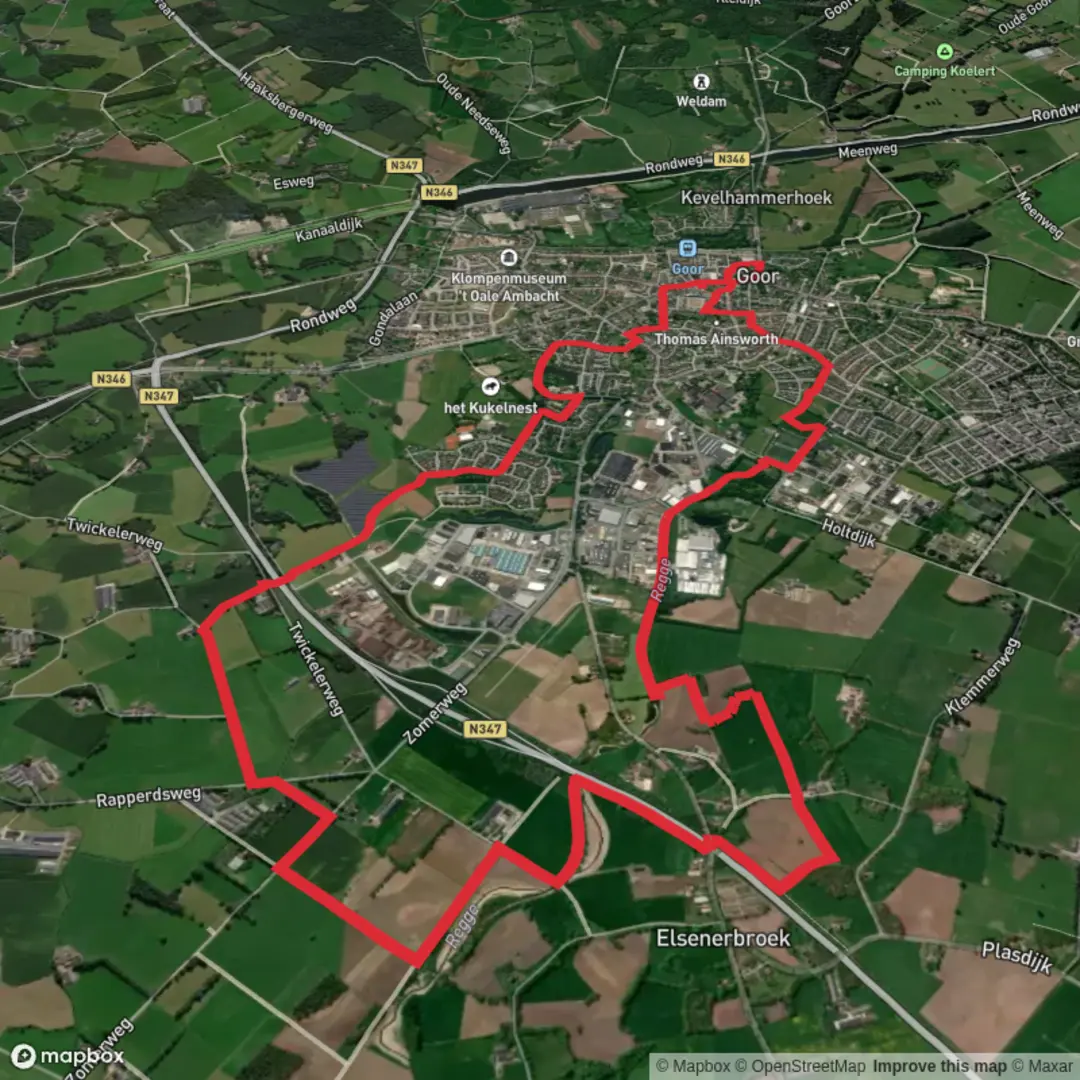 An image depicting the trail Mossendams Weg and Reggepad Loop and its surrounding area.