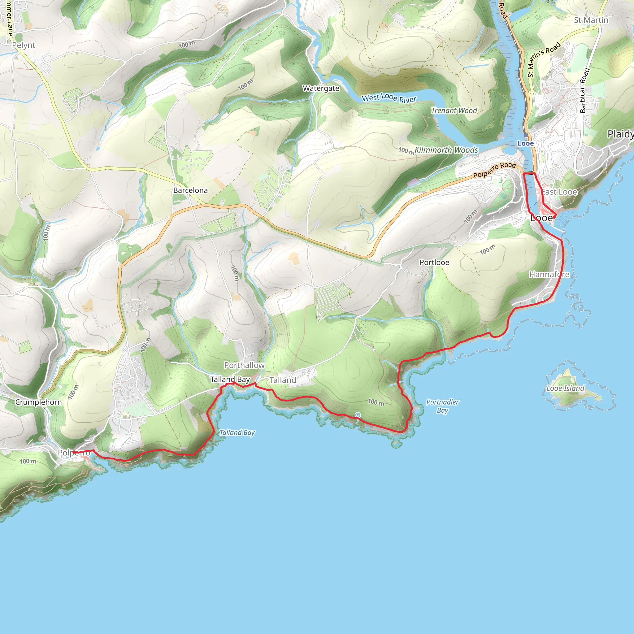 Looe to Polperro Walk mobile static map