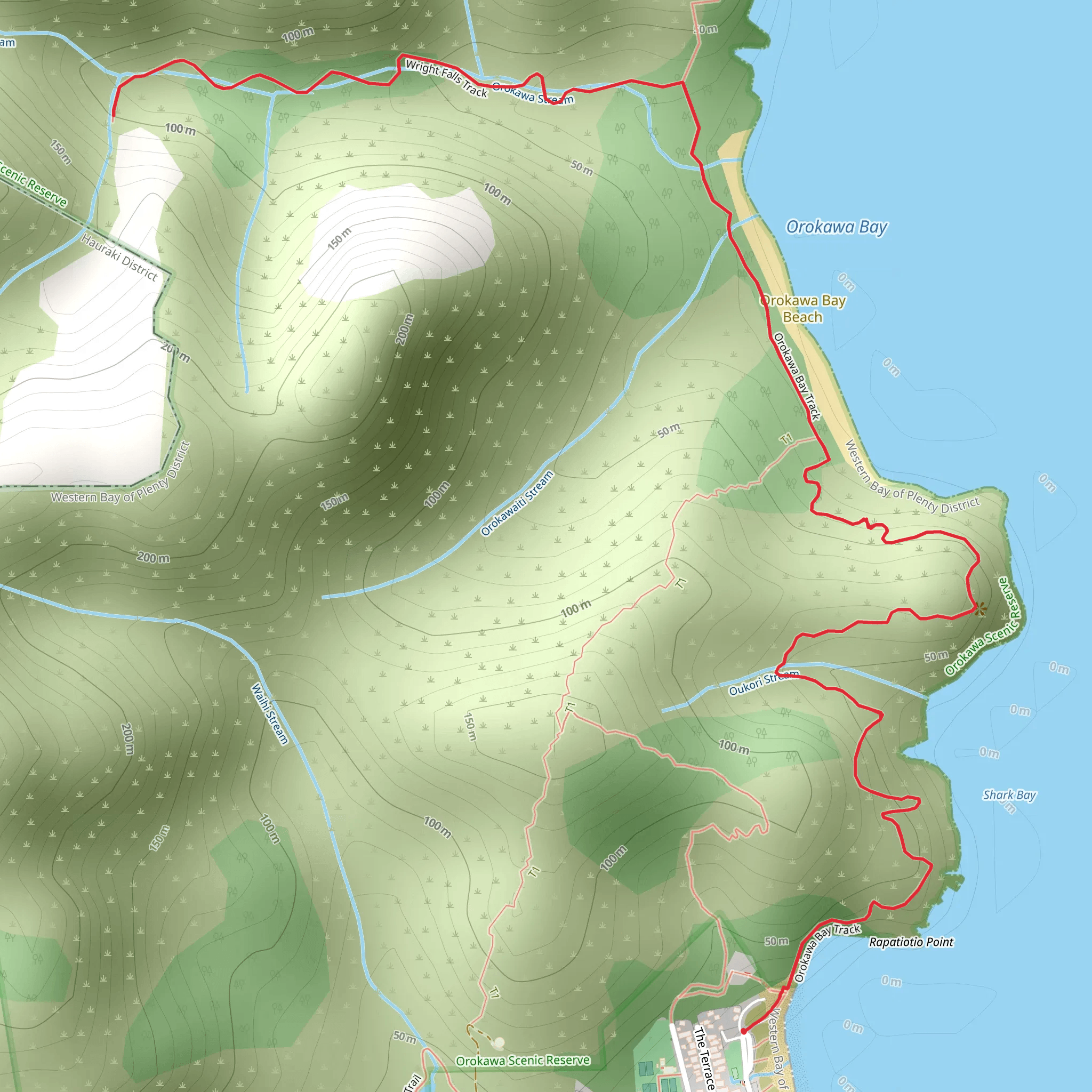 Wright Falls via Orokawa Bay Track mobile static map