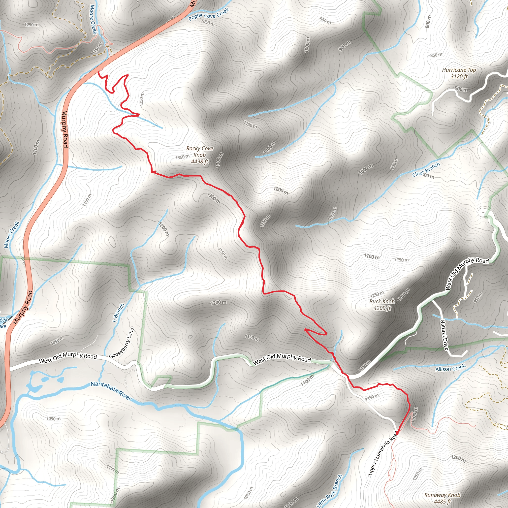 Rocky Cove Knob and Winding Stair Gap via Appalachian Trail mobile static map