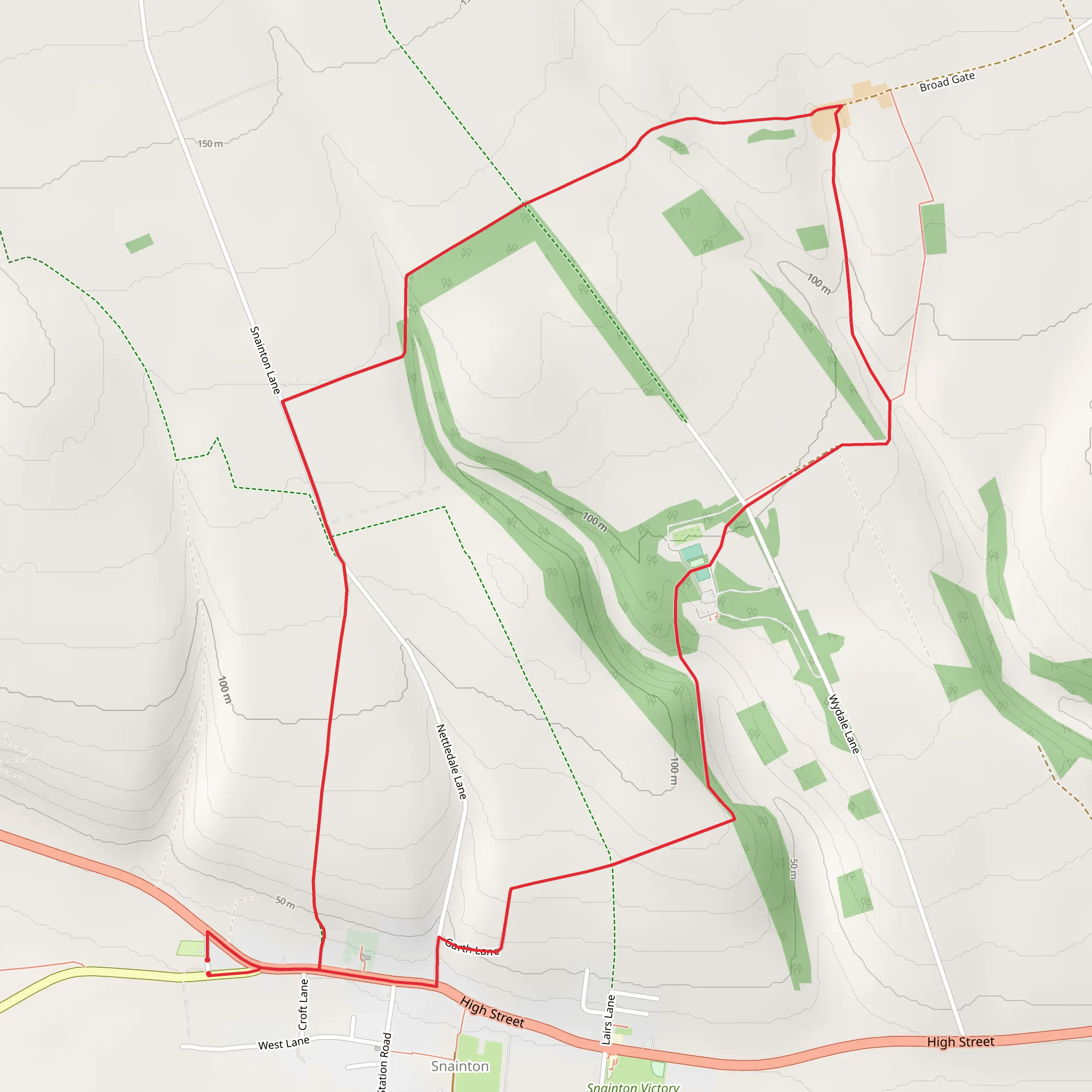 Wydale Hall Beech Wood and Cliff Lane Loop mobile static map