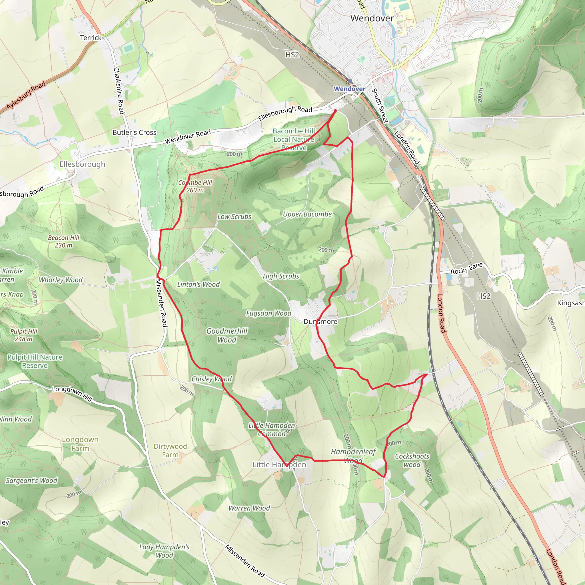 Chisley Wood, Bacombe Hill LNR and Welcome to Bacombe Hill mobile static map