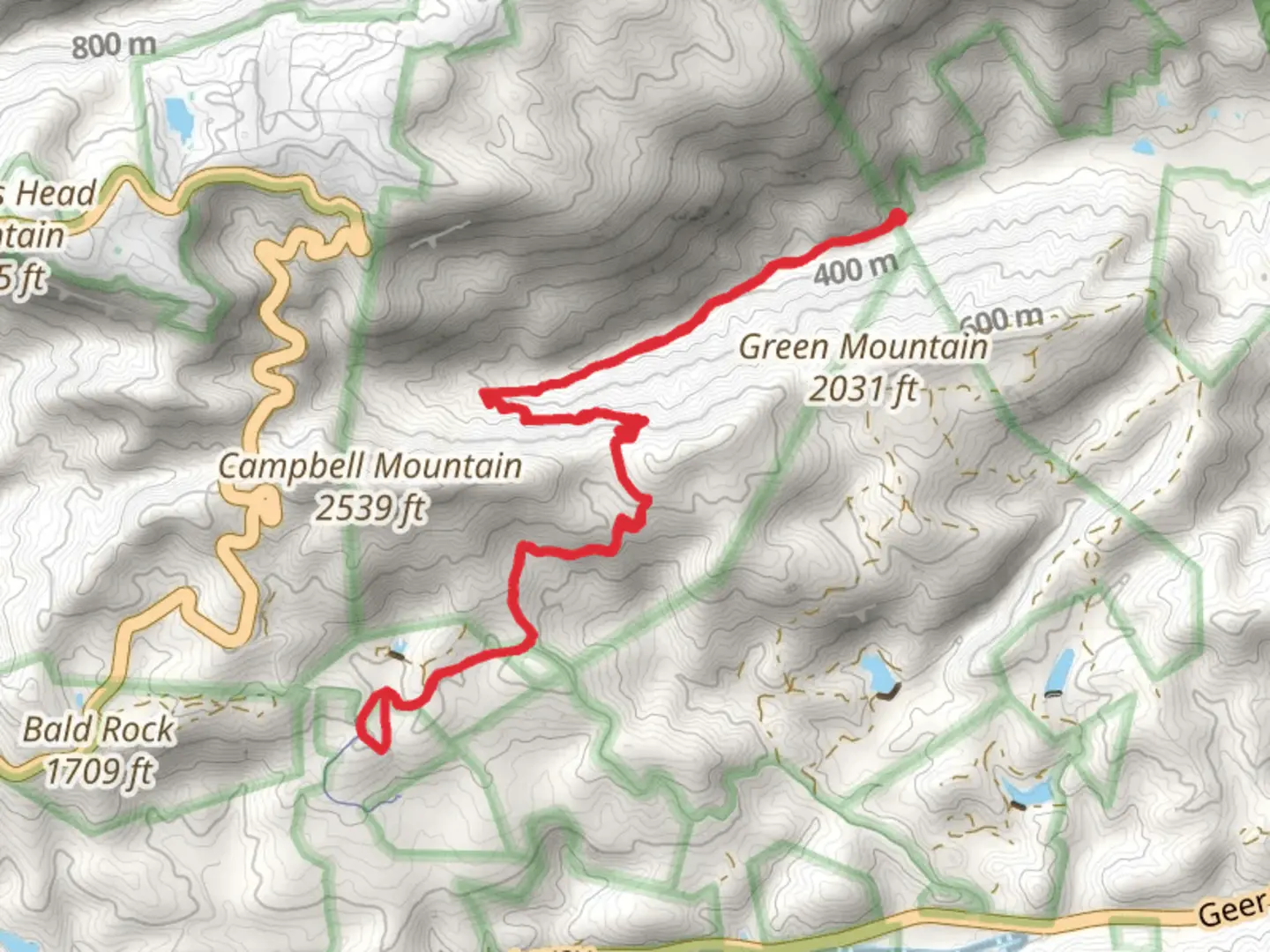 An image depicting the trail Pinnacle Pass and Mountain Bridge Passage Trail and its surrounding area.