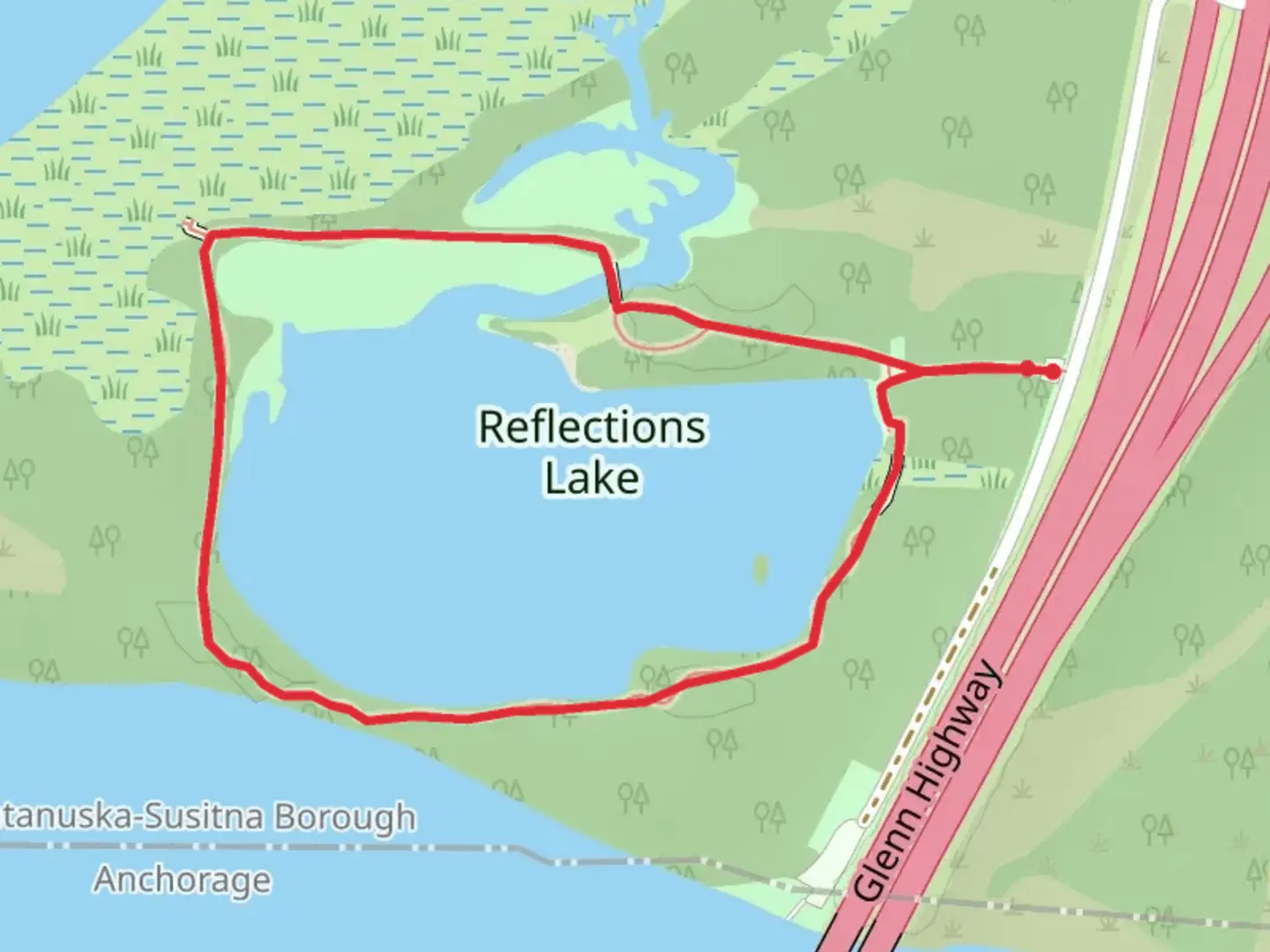 An image depicting the trail Reflections Lake Loop Trail and its surrounding area.
