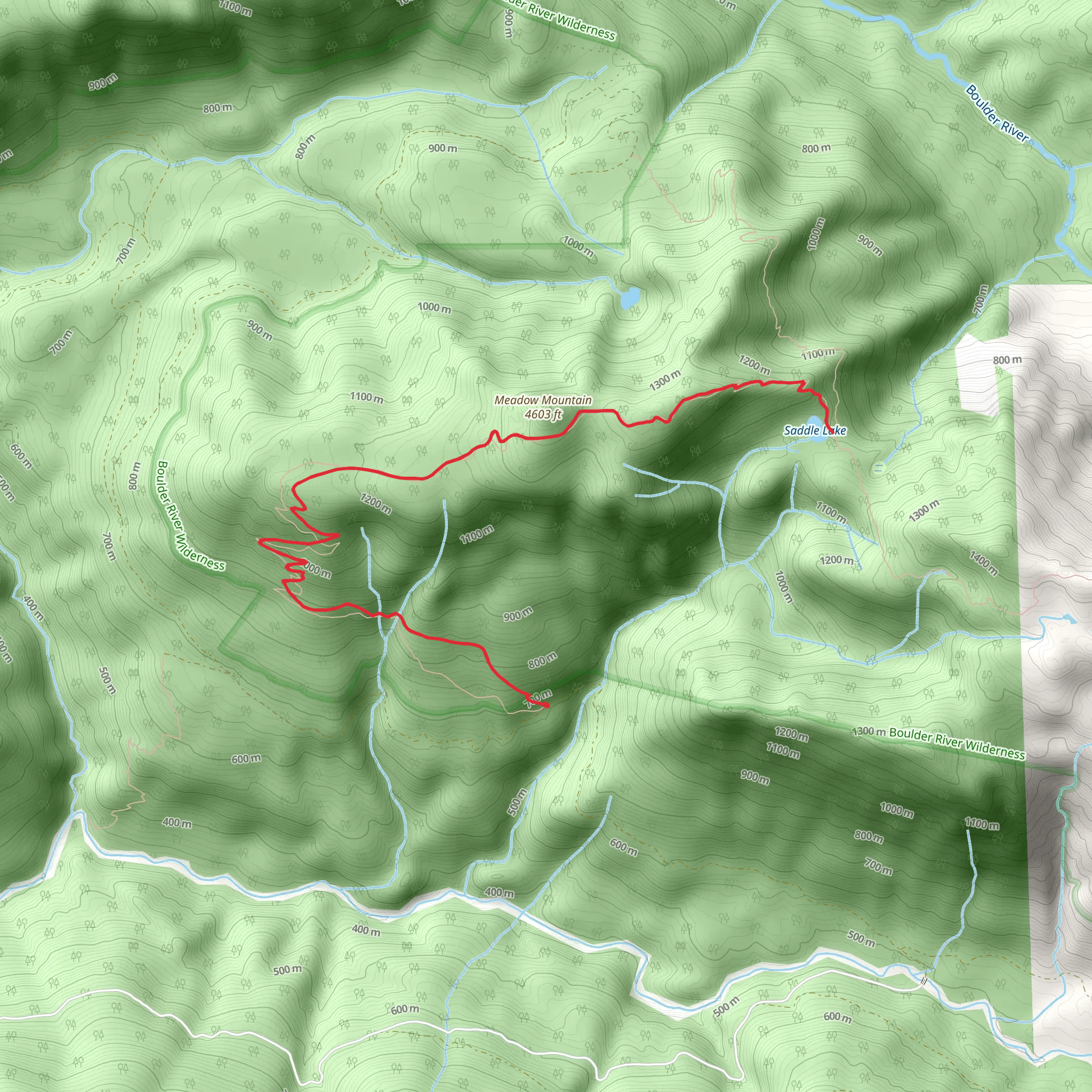 Saddle Lake via Meadow Mountain mobile static map