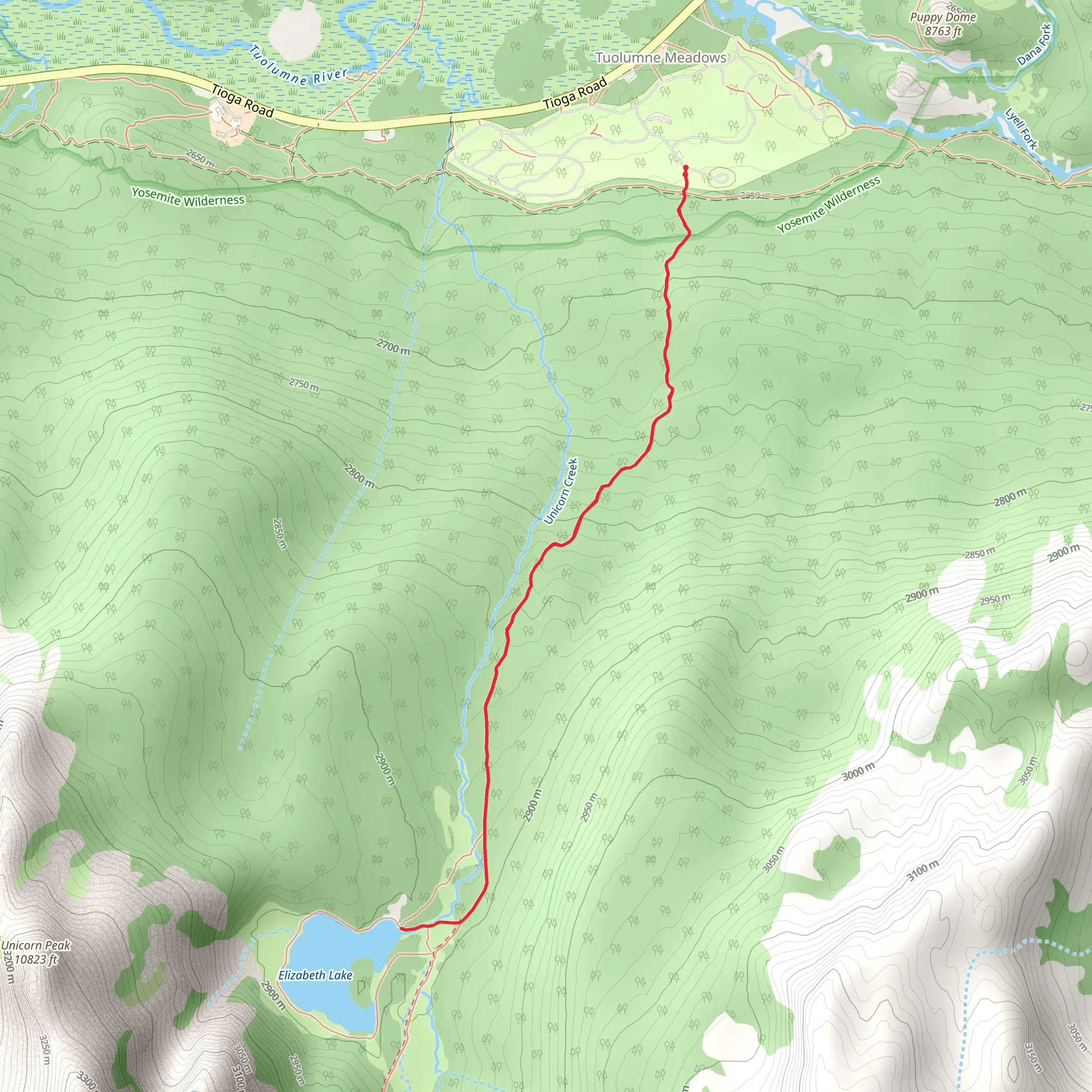 Elizabeth Lake Trail mobile static map