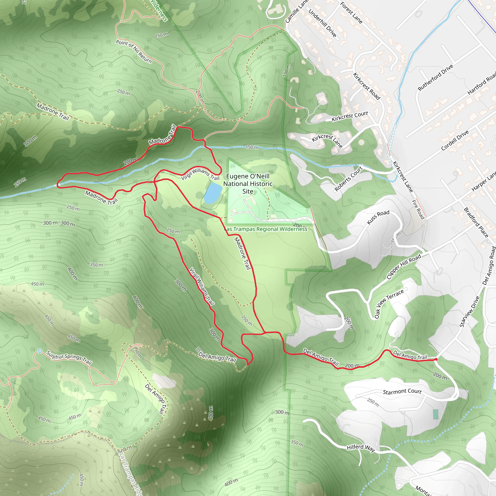 Del Amigo Trail and Virgil Williams Loop Trail mobile static map