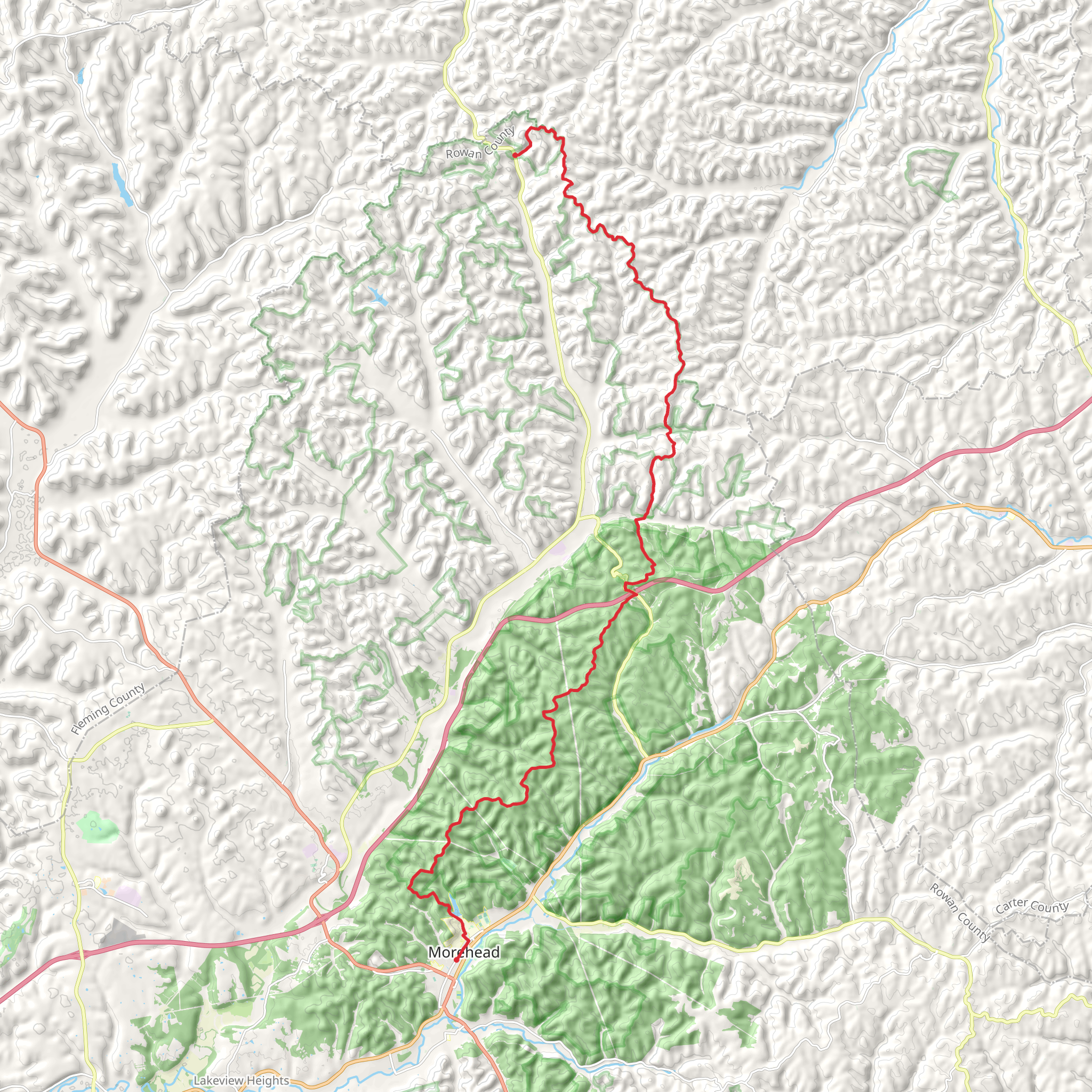 Sheltowee Trace Trail to Morehead mobile static map