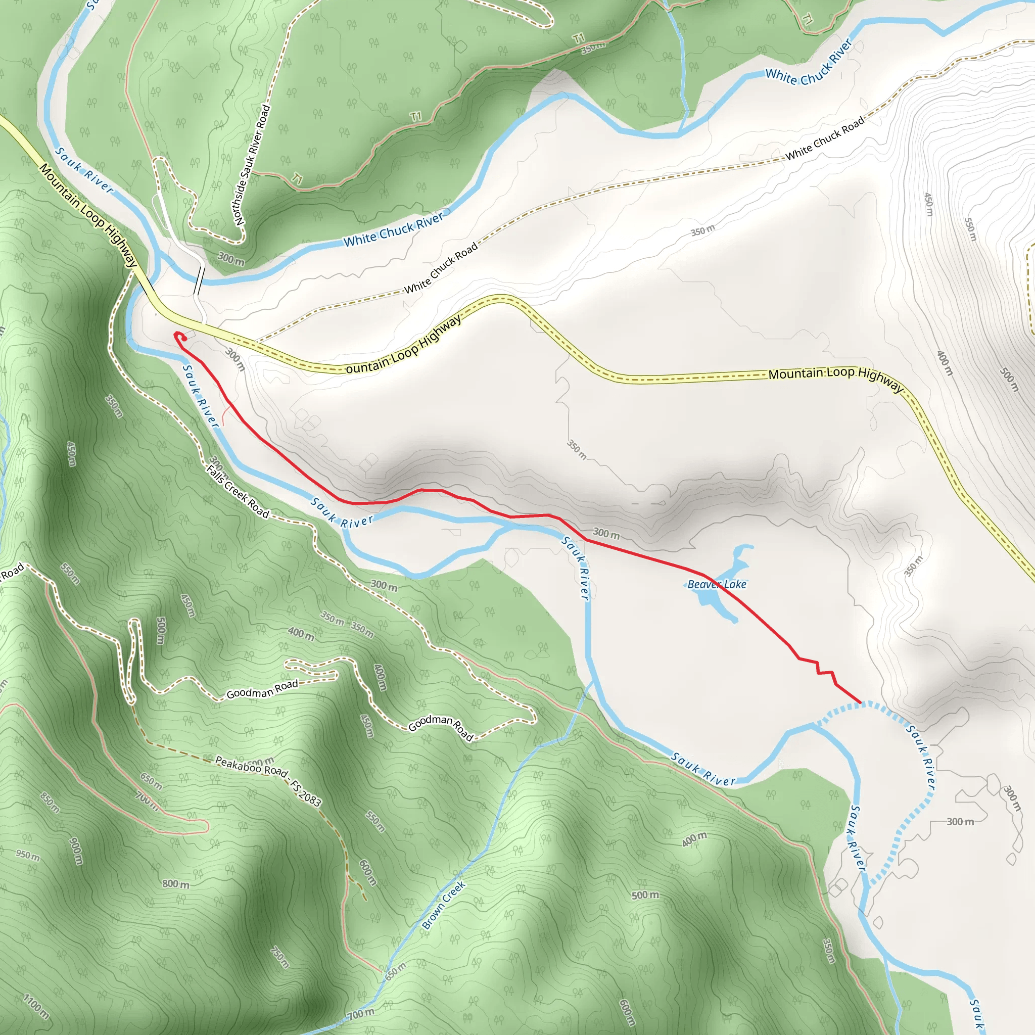 Sauk River and Beaver Lake Trail mobile static map