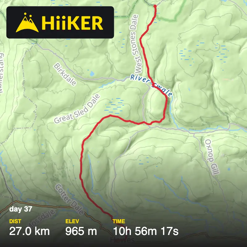 A map preview of the recording day 37 to tan hill inn.