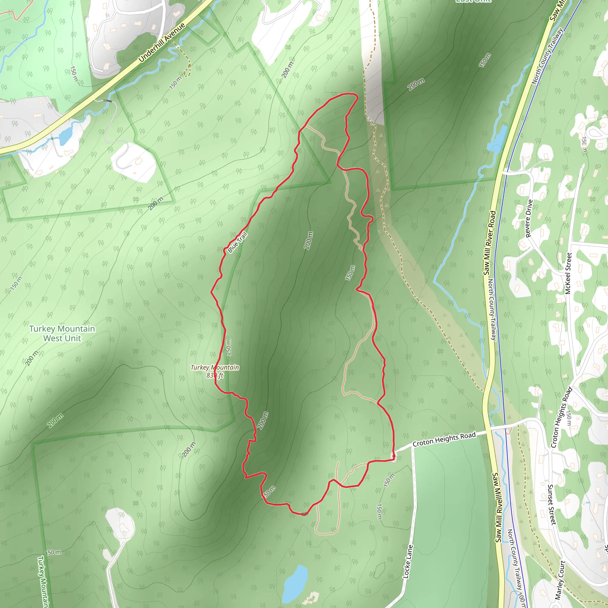 Turkey Mountain Loop Blue Trail mobile static map