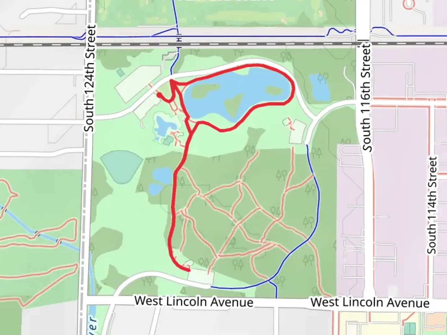 An image depicting the trail Greenfield Park Loop and its surrounding area.