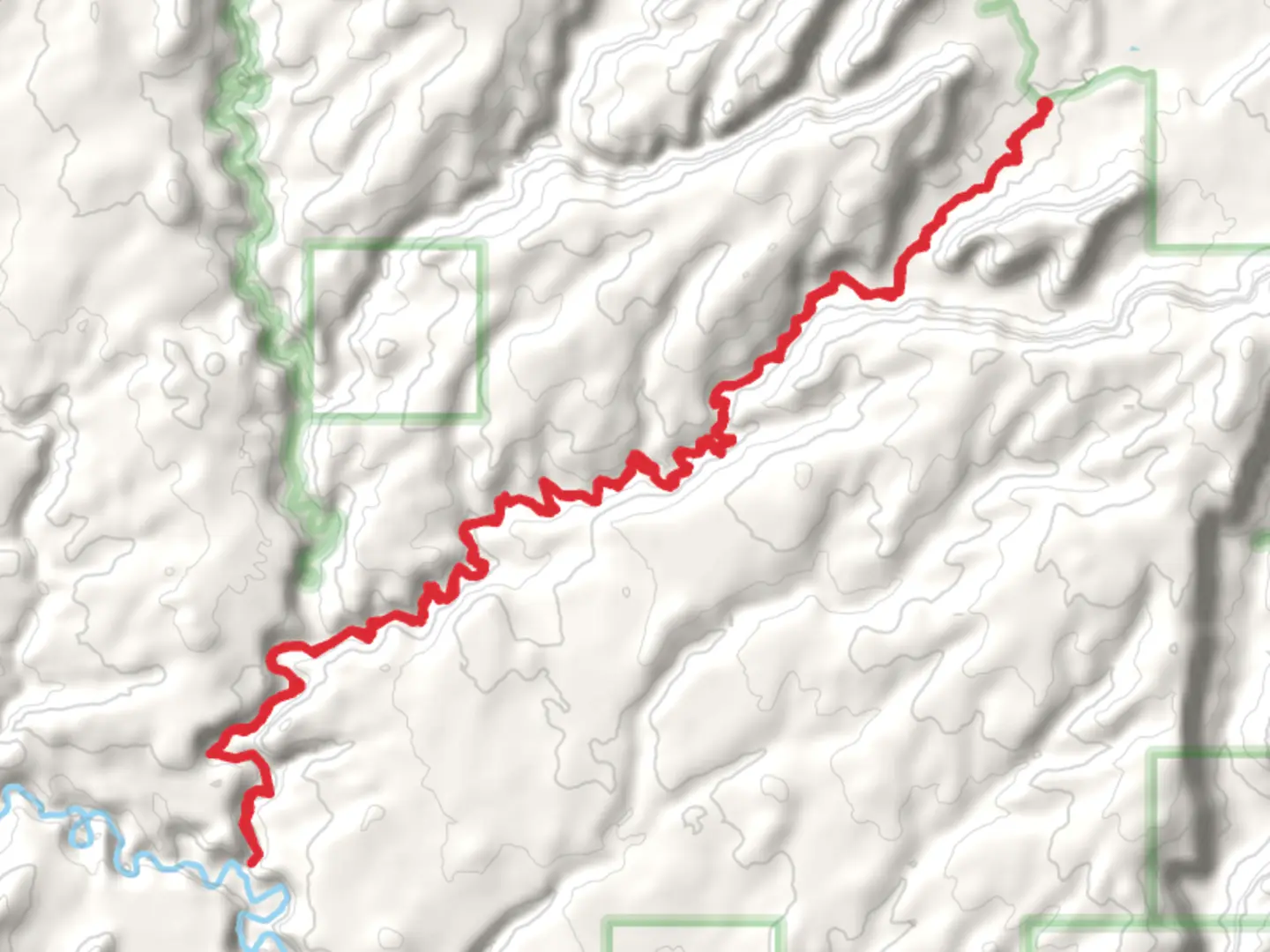 An image depicting the trail Little Death Hollow Trail Out and Back and its surrounding area.