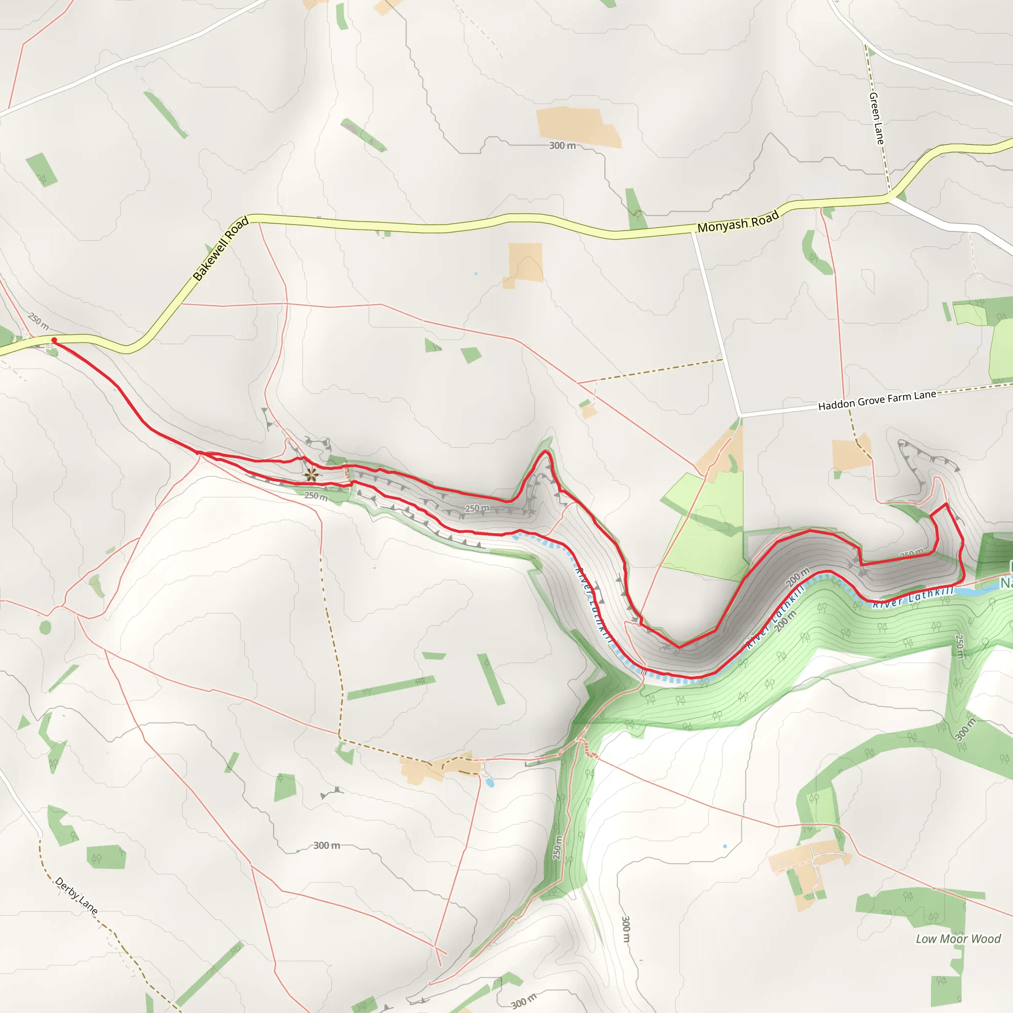 Lathkill-Dale-walk-from Monyash mobile static map