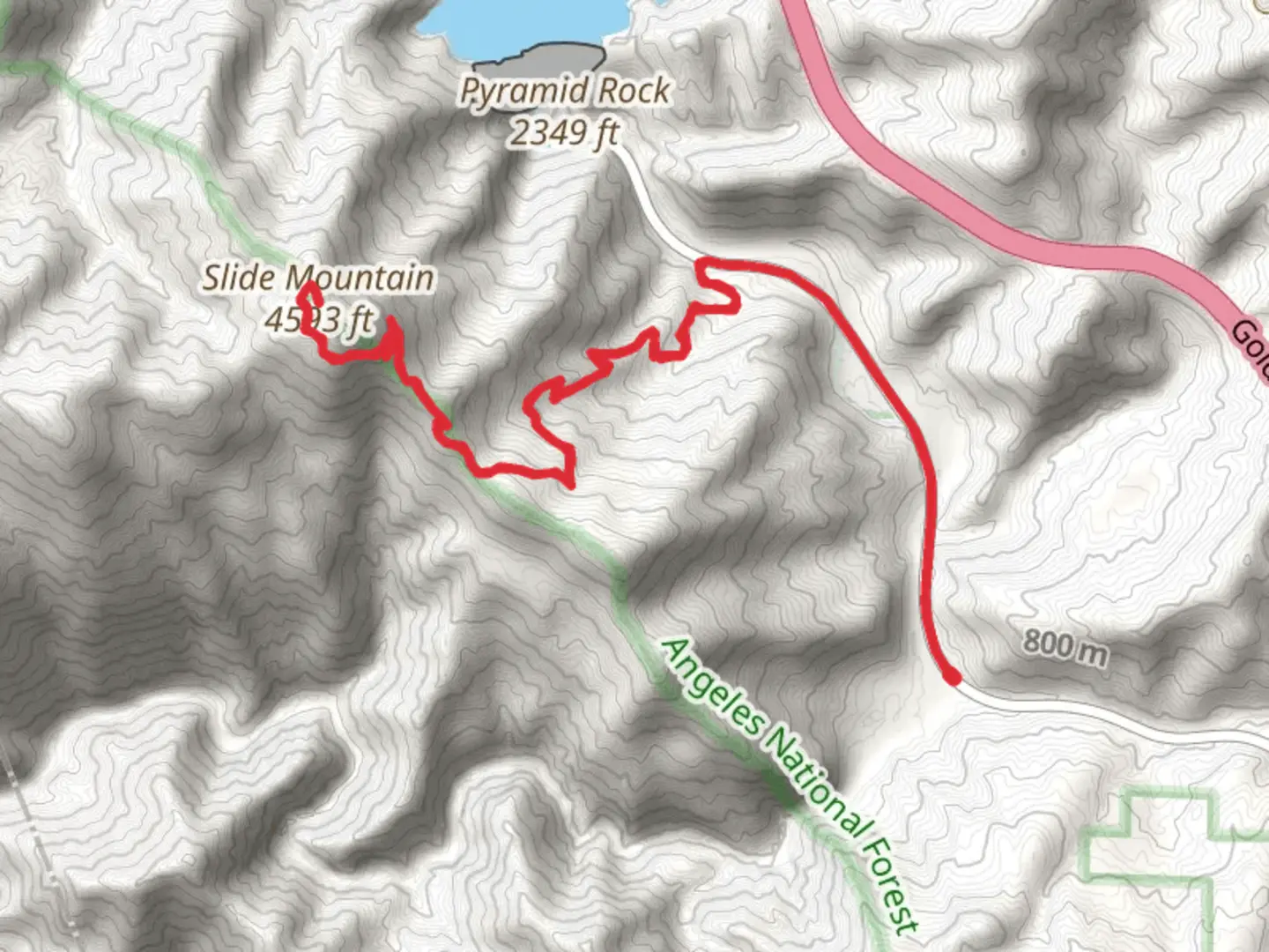 An image depicting the trail Slide Mountain Trail and its surrounding area.