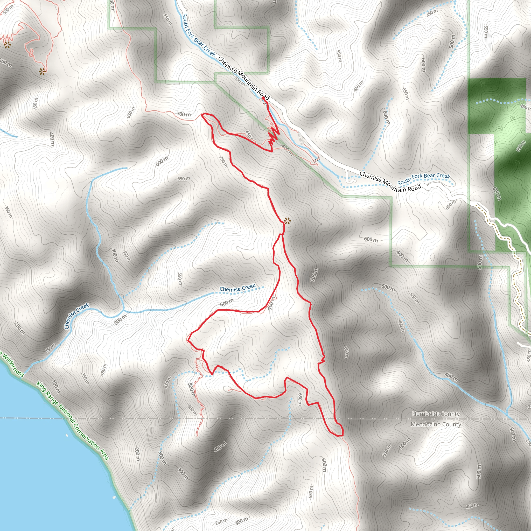 Chamisal Mountain, Chinquapin and Lost Coast Loop Trail mobile static map