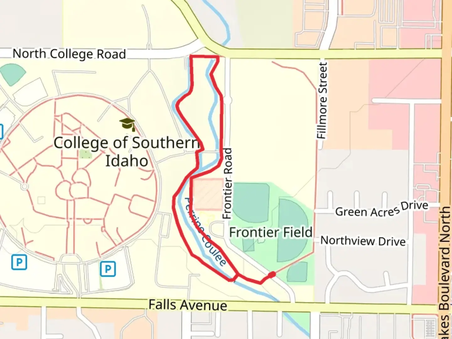 An image depicting the trail Perrin Coulee Walk and its surrounding area.
